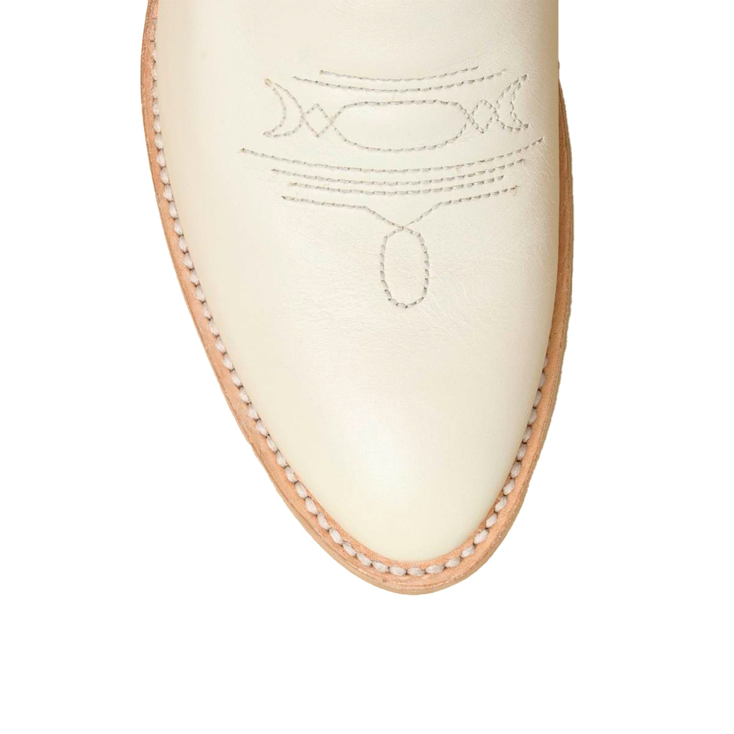 Ivory Round-Toe Classic Embroidery Mid Calf Cowgirl Boots For Women