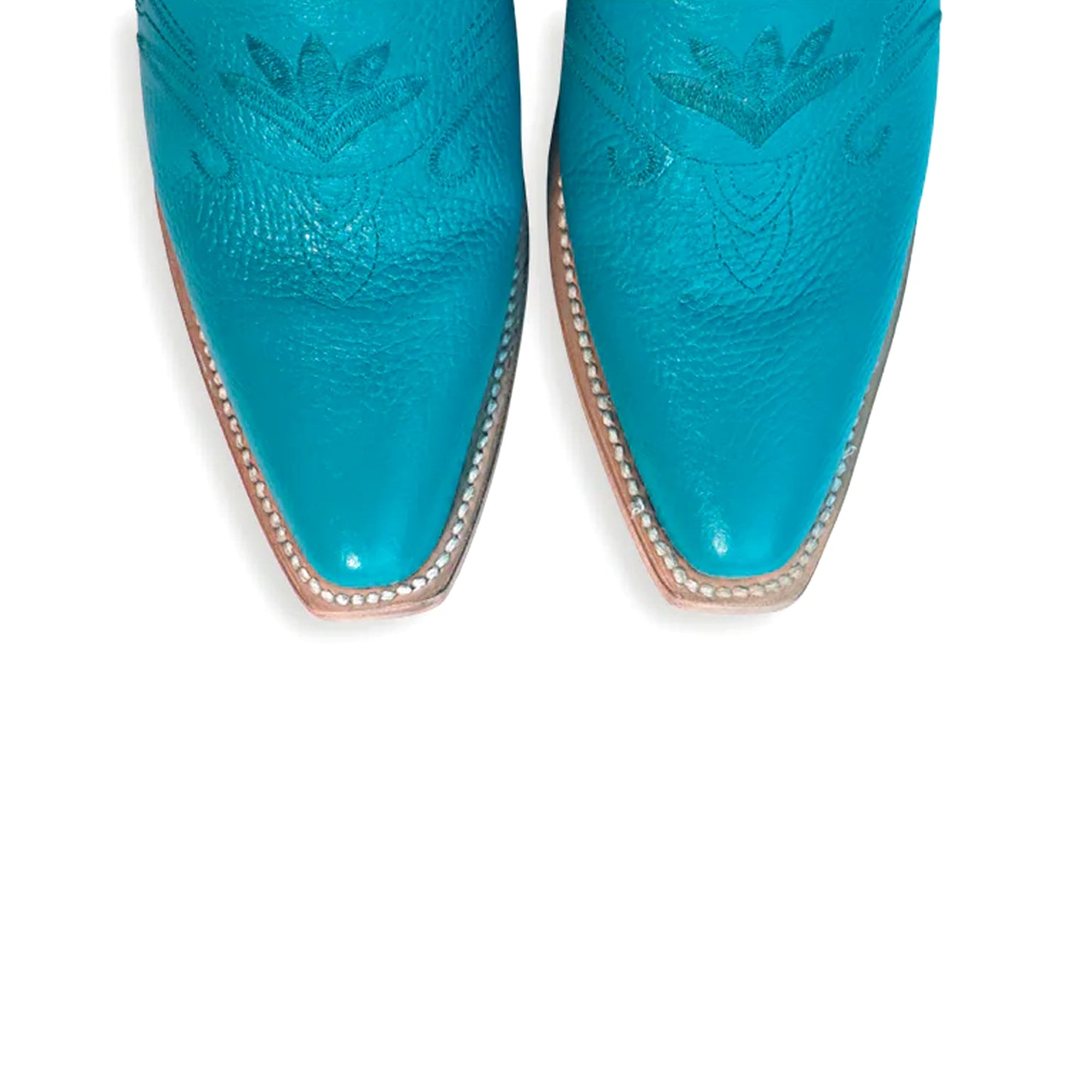 Sky Blue Snip-Toe Wide Calf Embroidery Knee High Cowgirl Boots