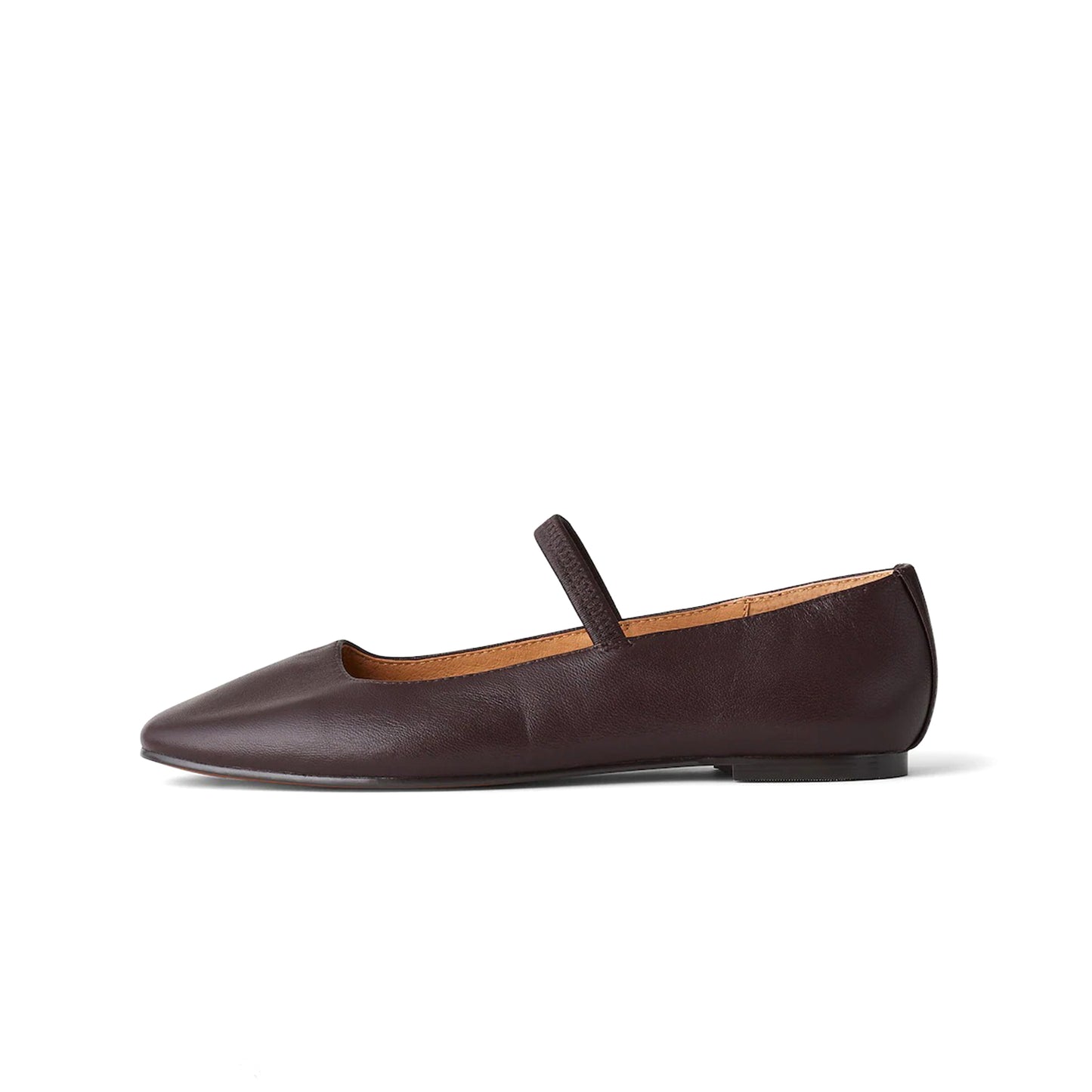Dark Coffee Vegan Leather Square-Toe Bridge Strap Slip-On Flats