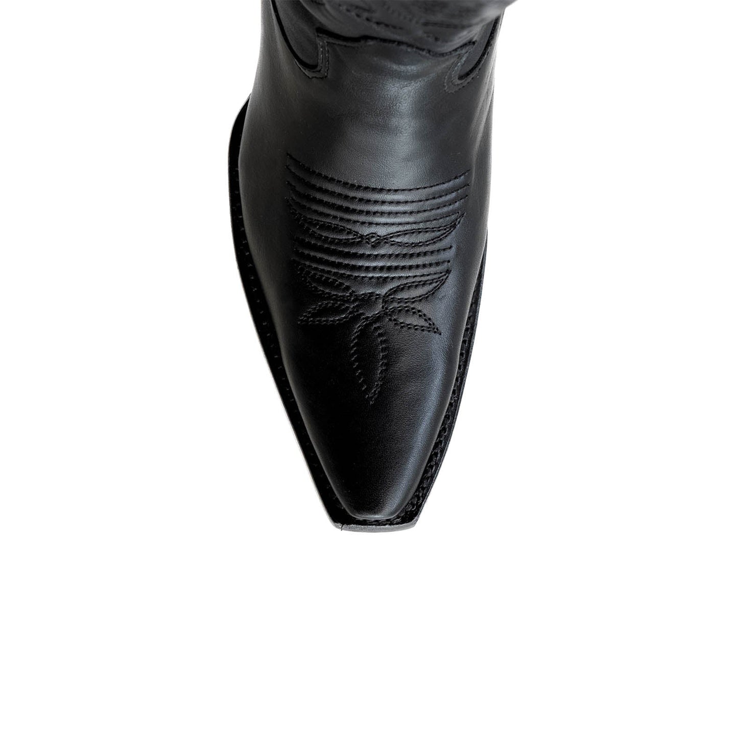 Black Snip-Toe Classic Embroidery Half-Zip Over-The-Knee Cowgirl Boots