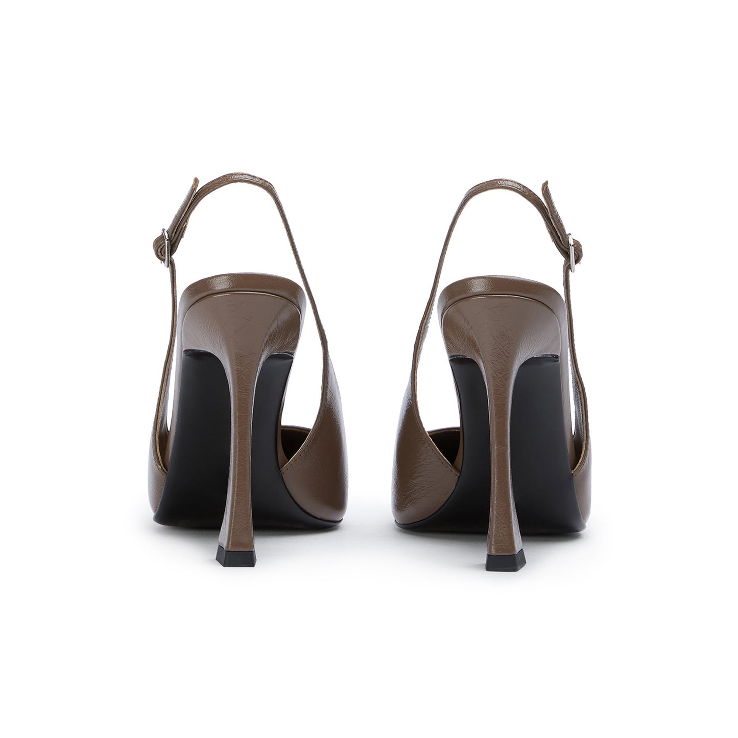 Cognac Pointed-Toe Slingback Pumps High Heels