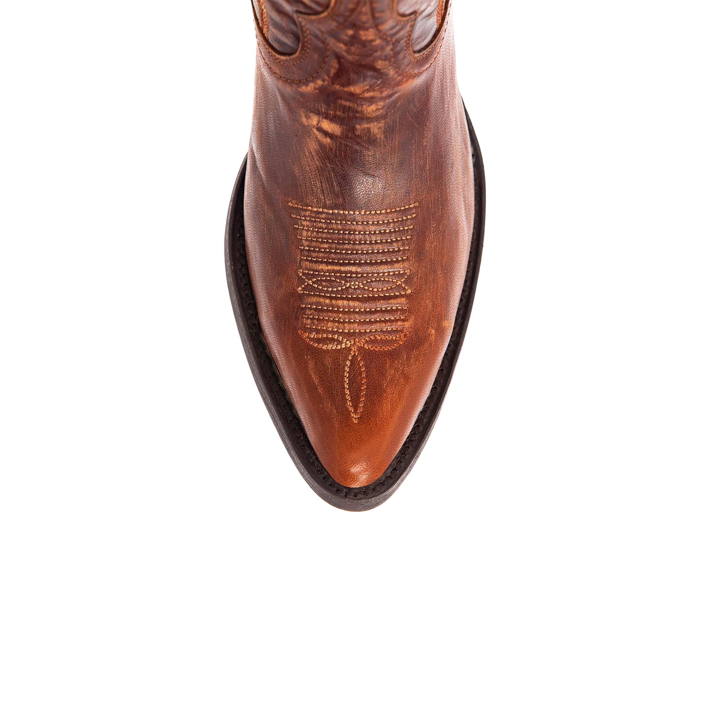 Brown Almond-Toe Embroidery Ankle Cowgirl Boots