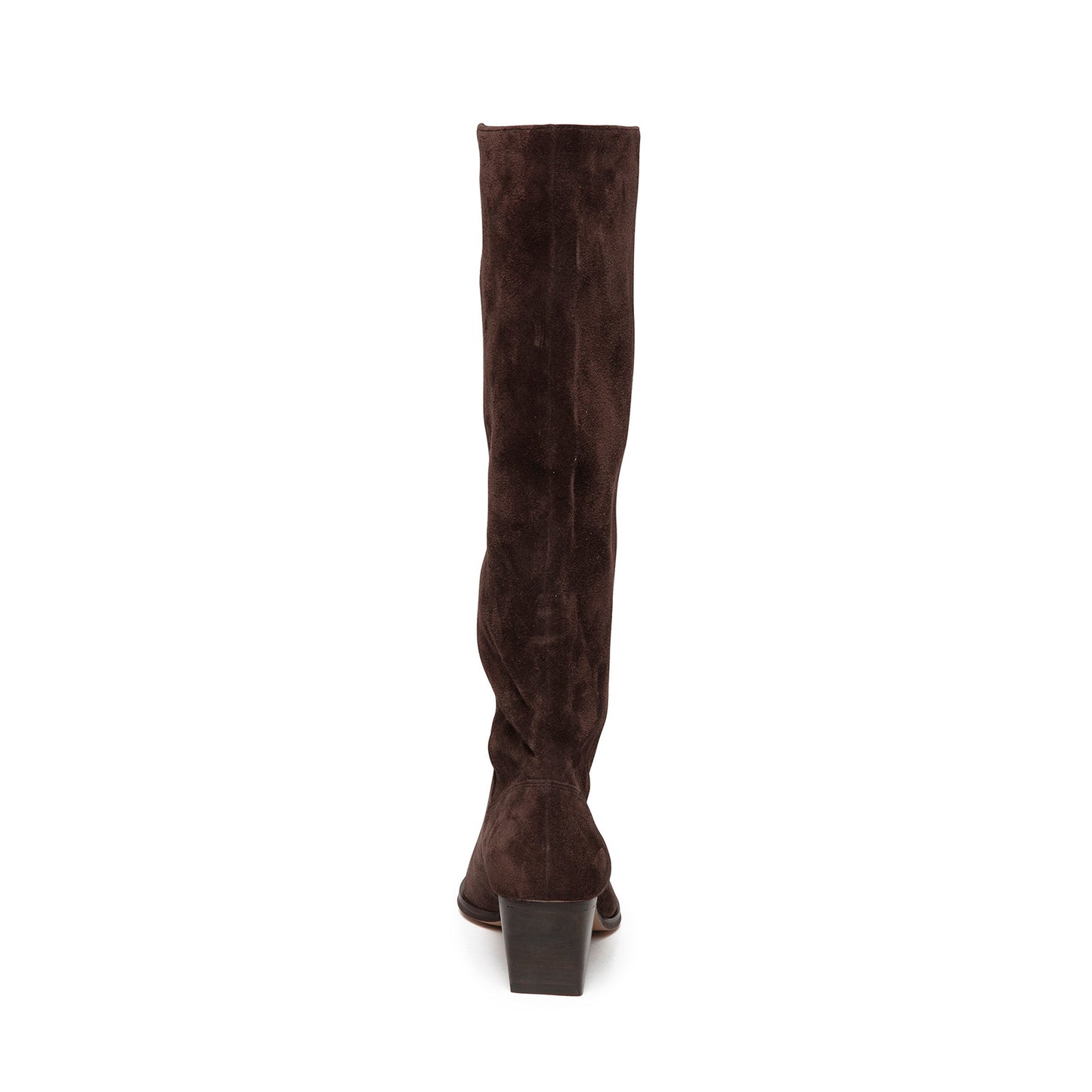 Brown Faux Suede Pointed-Toe Half-Zip Sleek Knee High Cowgirl Boots