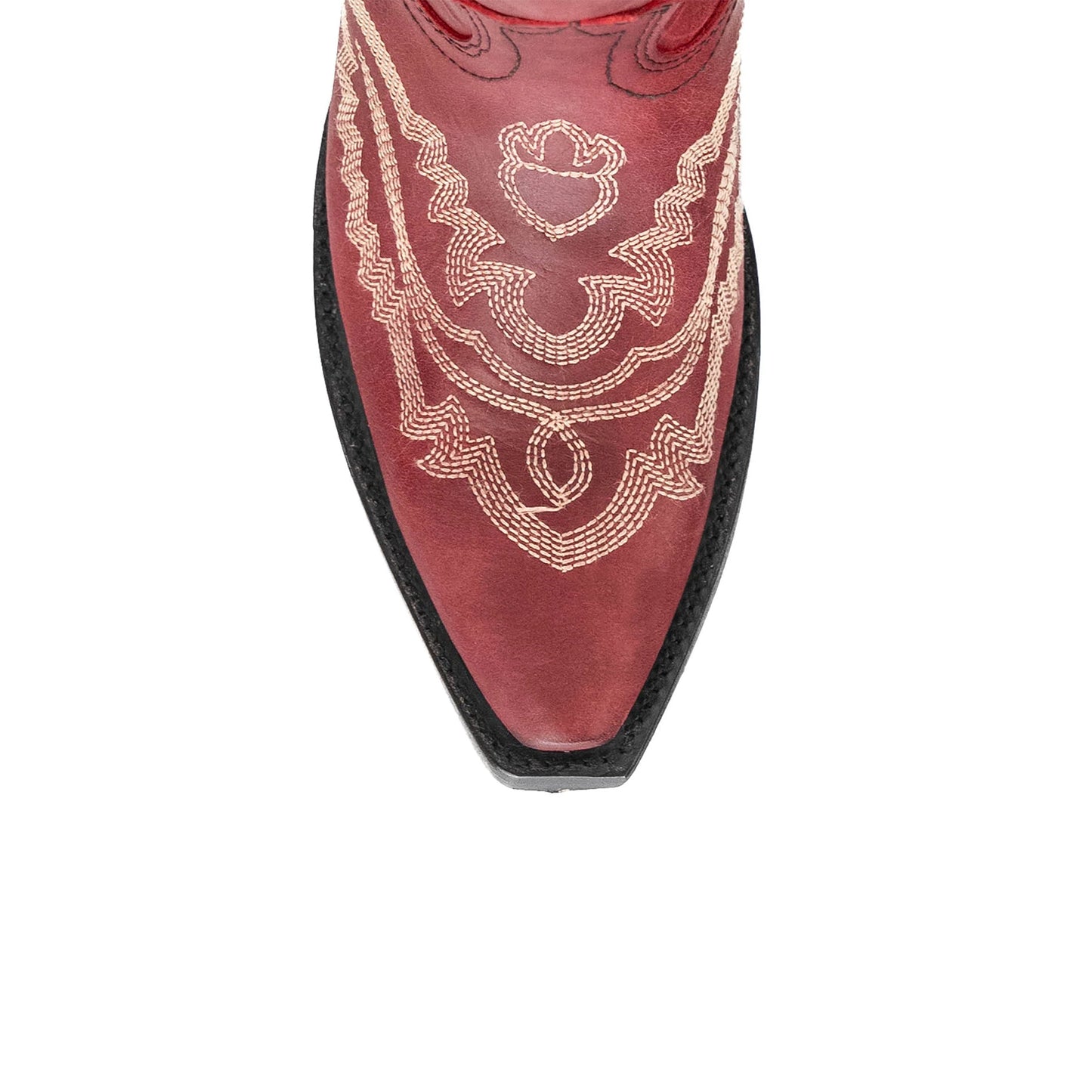 Wine Red Snip-Toe Embroidery Half-Zip Knee High Classic Cowgirl Boots
