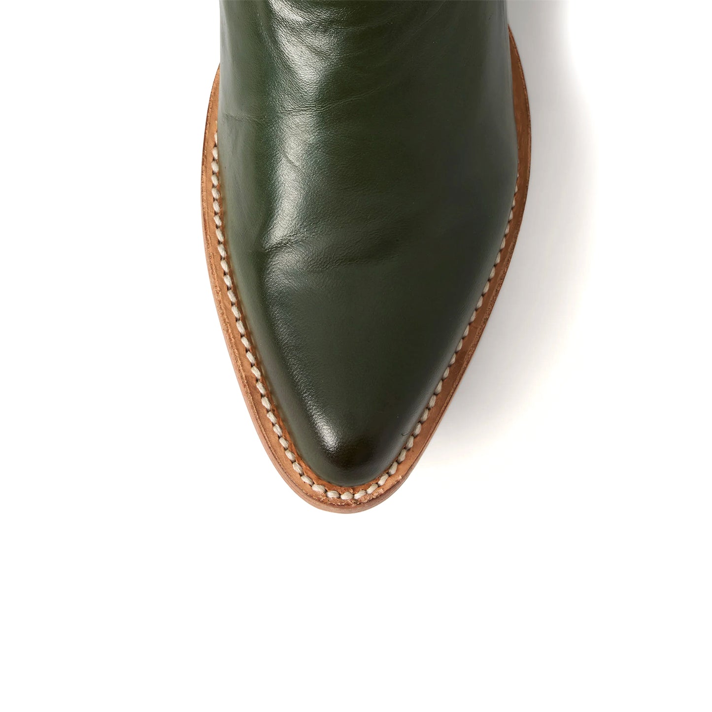 Green Pointed-Toe Simple Mid Calf Cowgirl Boots