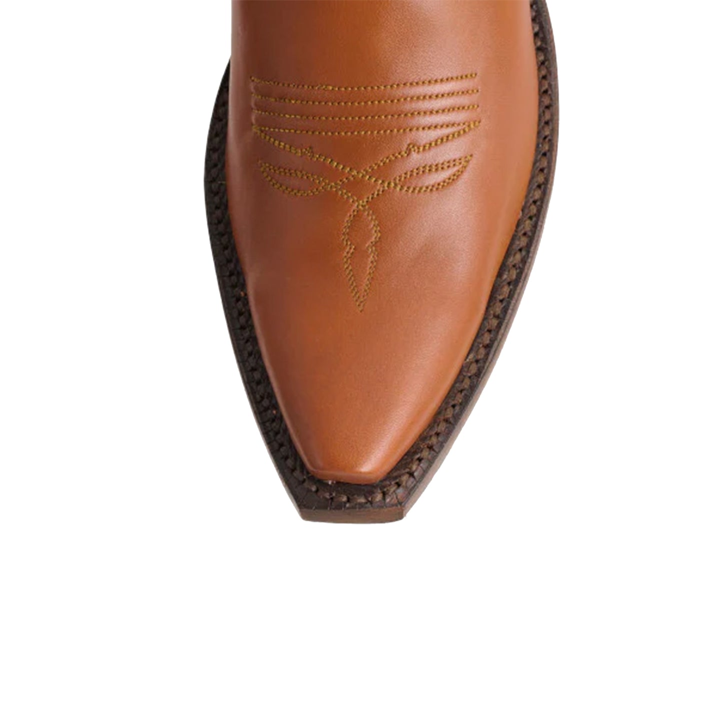 Contrast Tan And Cognac Snip-Toe Inlays Ankle Cowgirl Boots