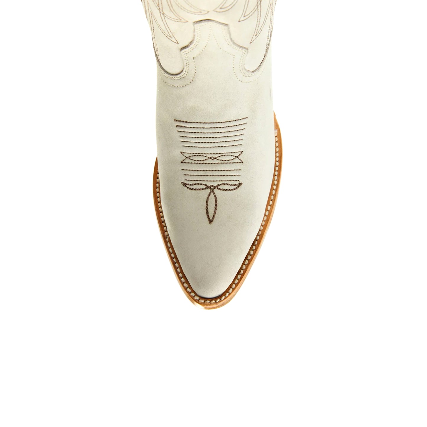 Ivory Pointed-Toe Western Embroidery Mid Calf Cowgirl Boots
