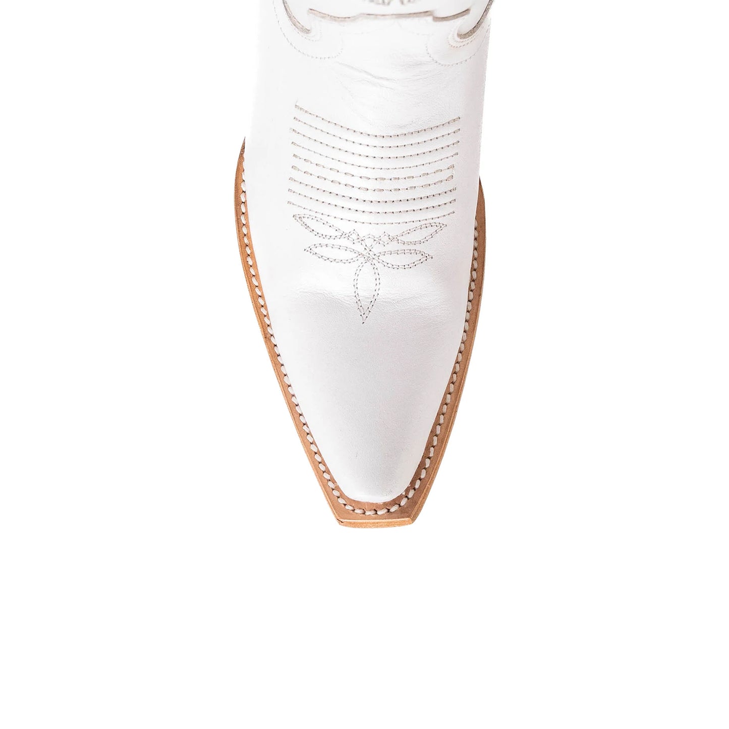 White Snip-Toe Rhinestone And Embroidery Half-Zip Knee High Cowgirl Boots