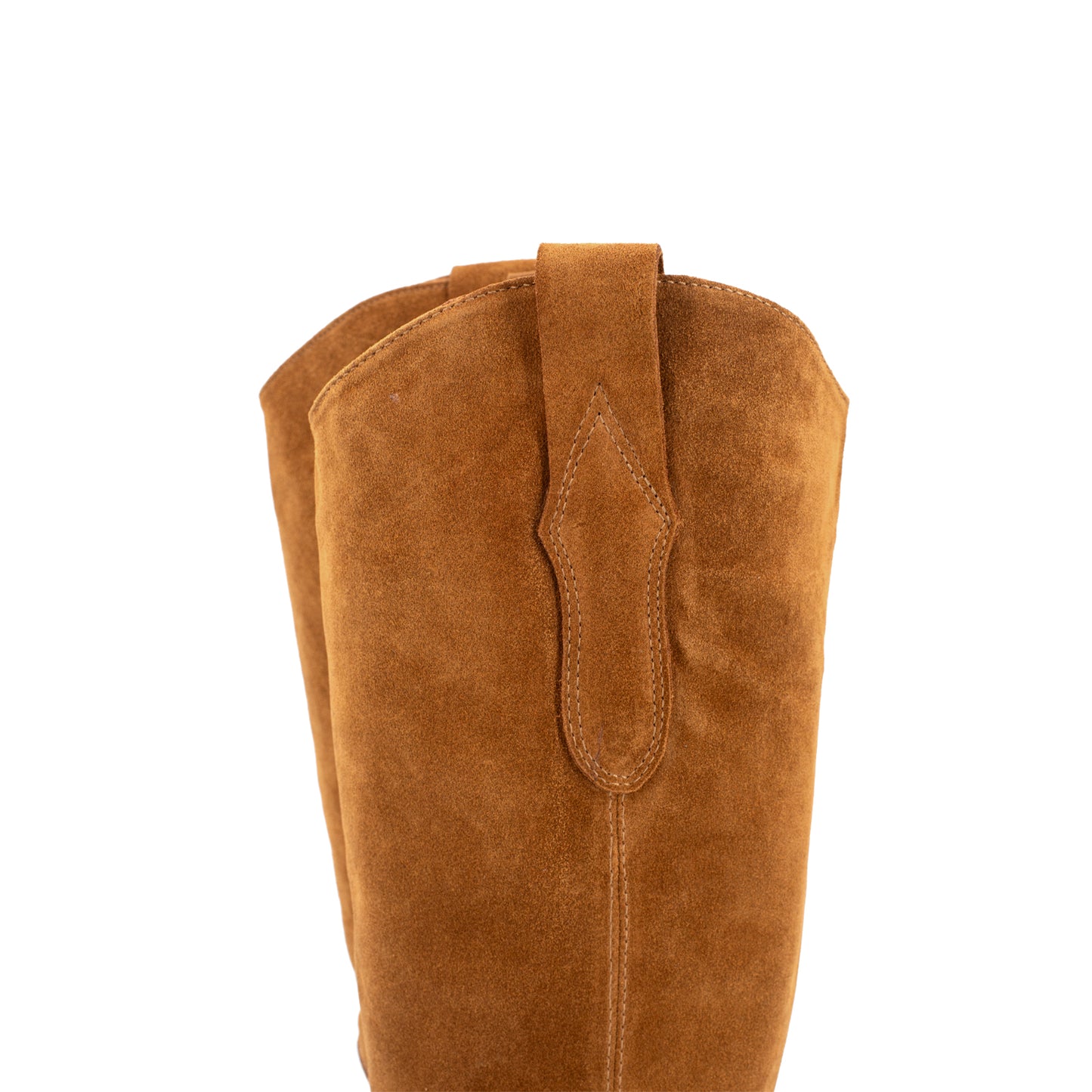 Cognac Faux Suede Pointed-Toe Simple Wide Calf Knee High Cowgirl Boots