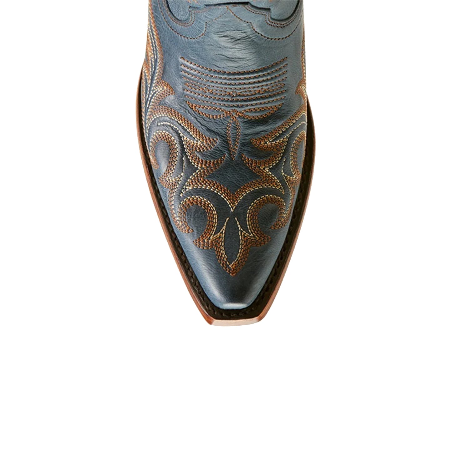 Blueberry Blue Snip-Toe Embroidery Mid Calf Cowgirl Boots