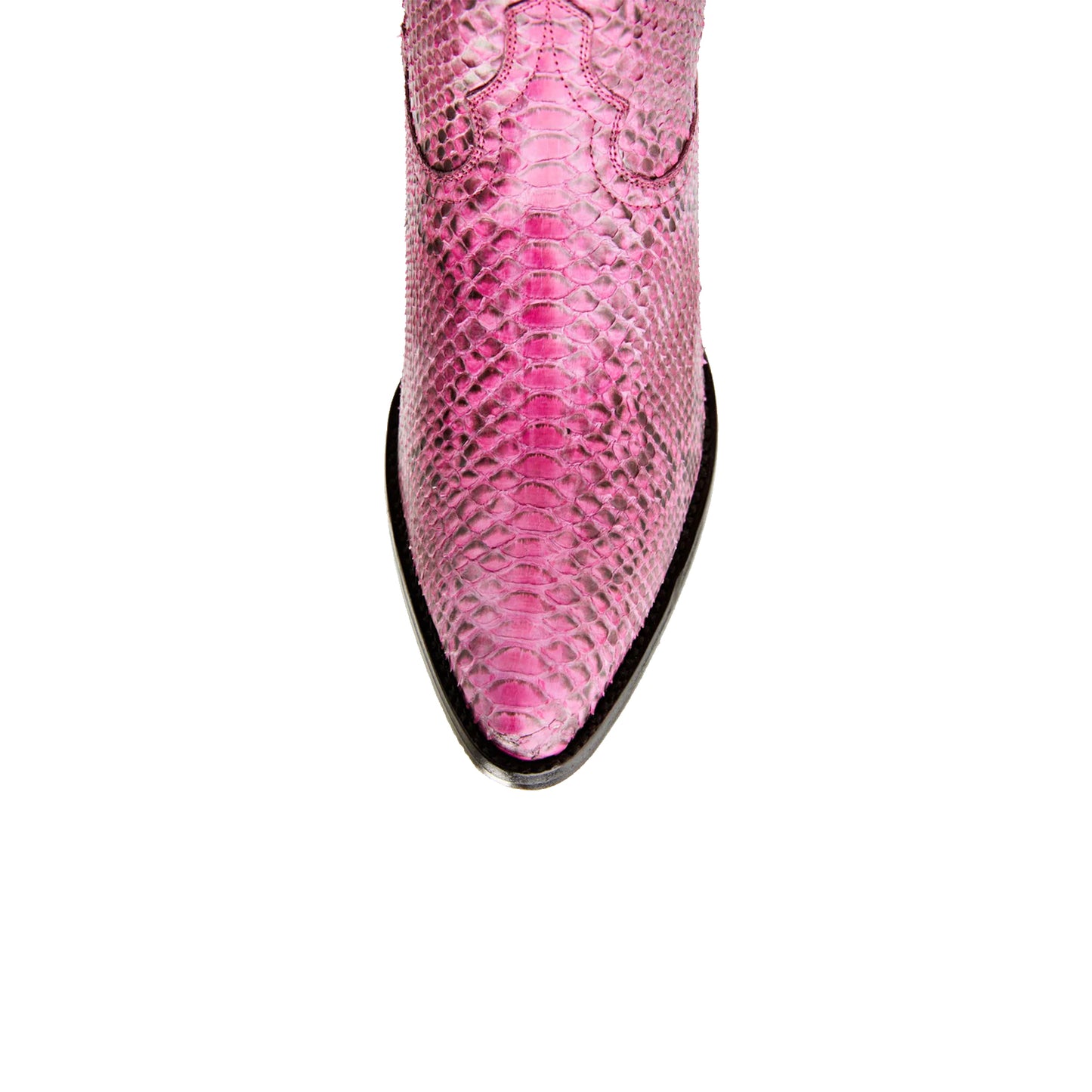 Pink Snakeskin Almond-Toe Ankle Cowgirl Boots