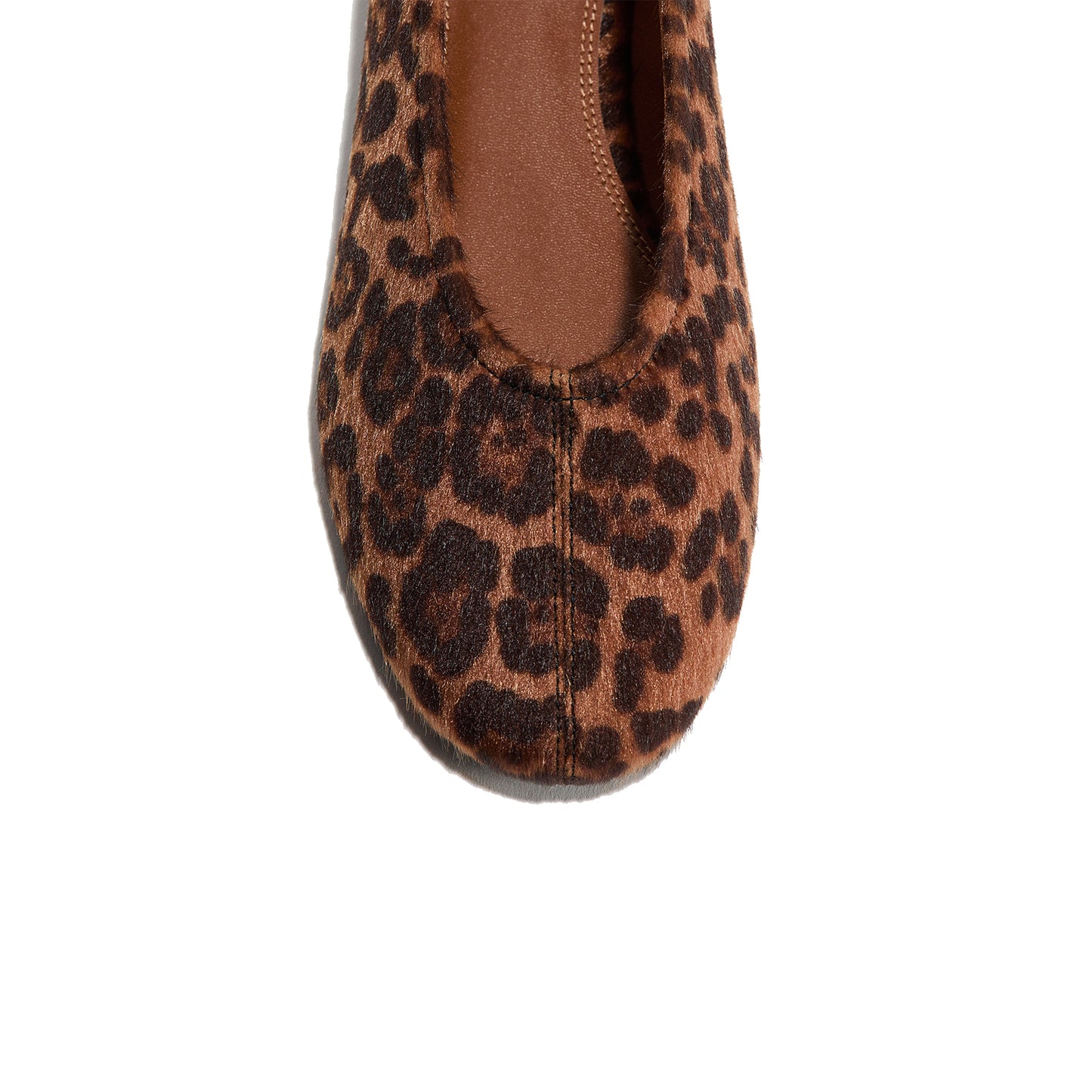 Leopard Pattern Pony Hair Vegan Leather Round-Toe Slip-On Ballet Chic Flats
