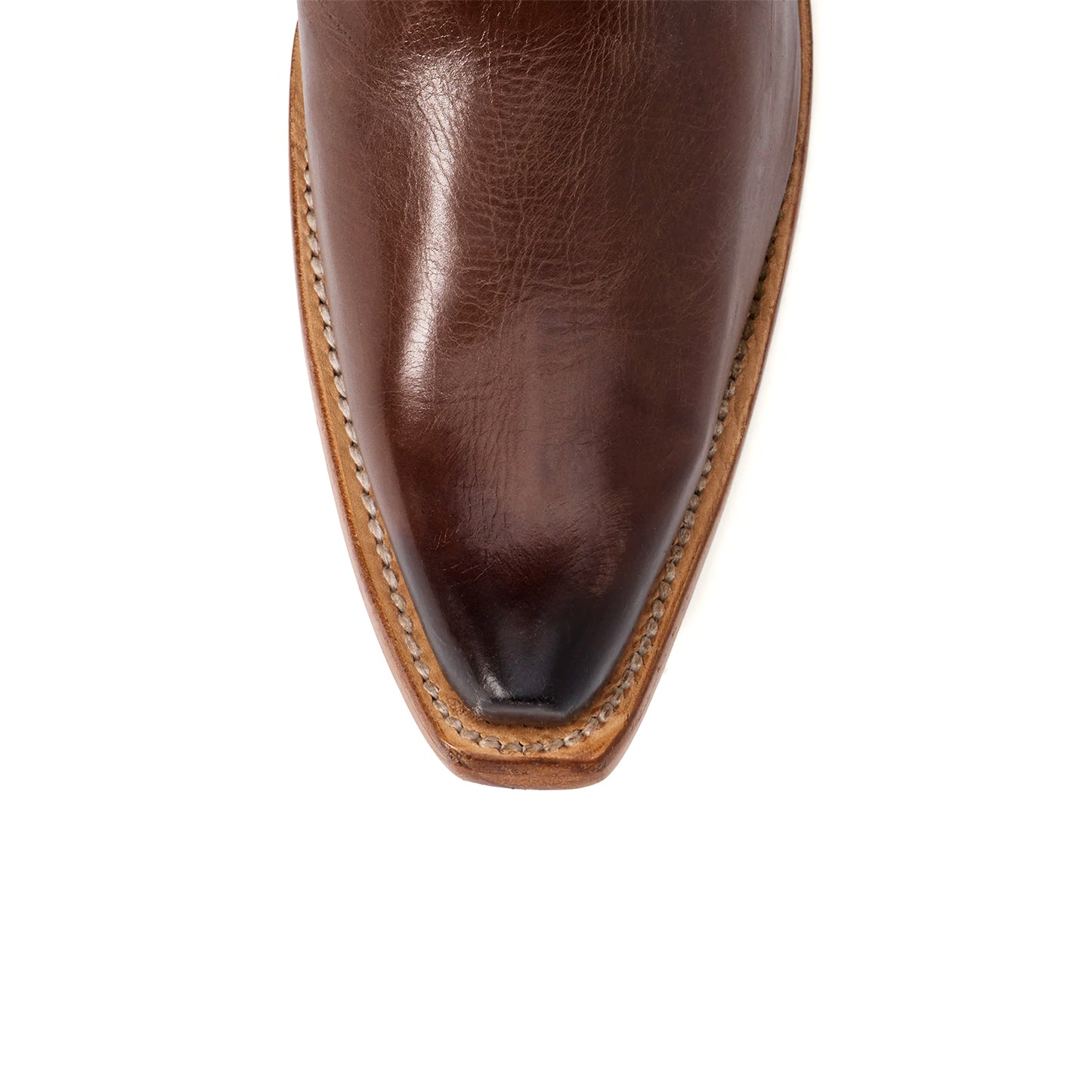Brown Snip-Toe Simple Half-Zip Tall Knee High Cowgirl Boots