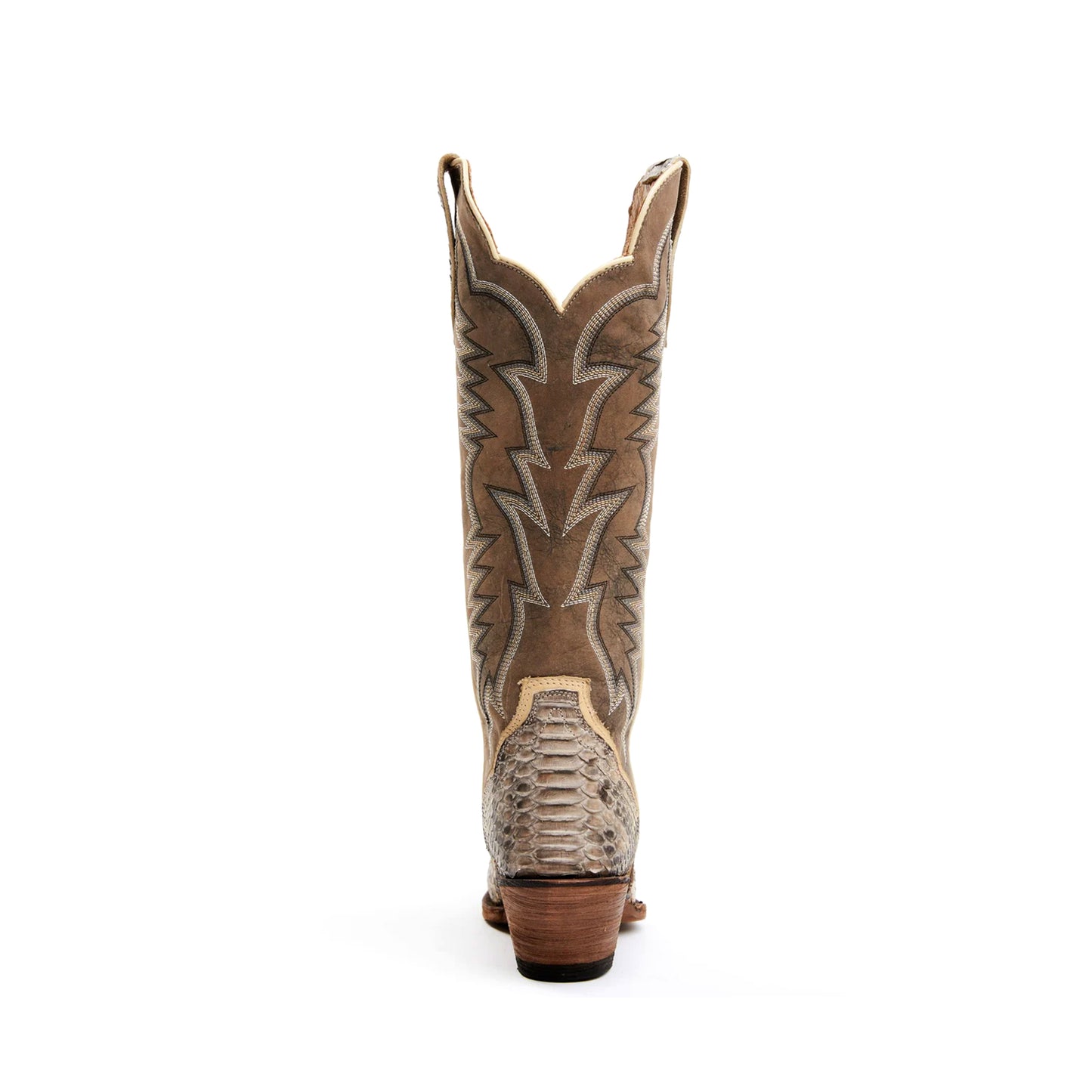 Contrast Brown and Snakeskin Snip-Toe Embroidery Wide Calf Knee High Cowgirl Boots