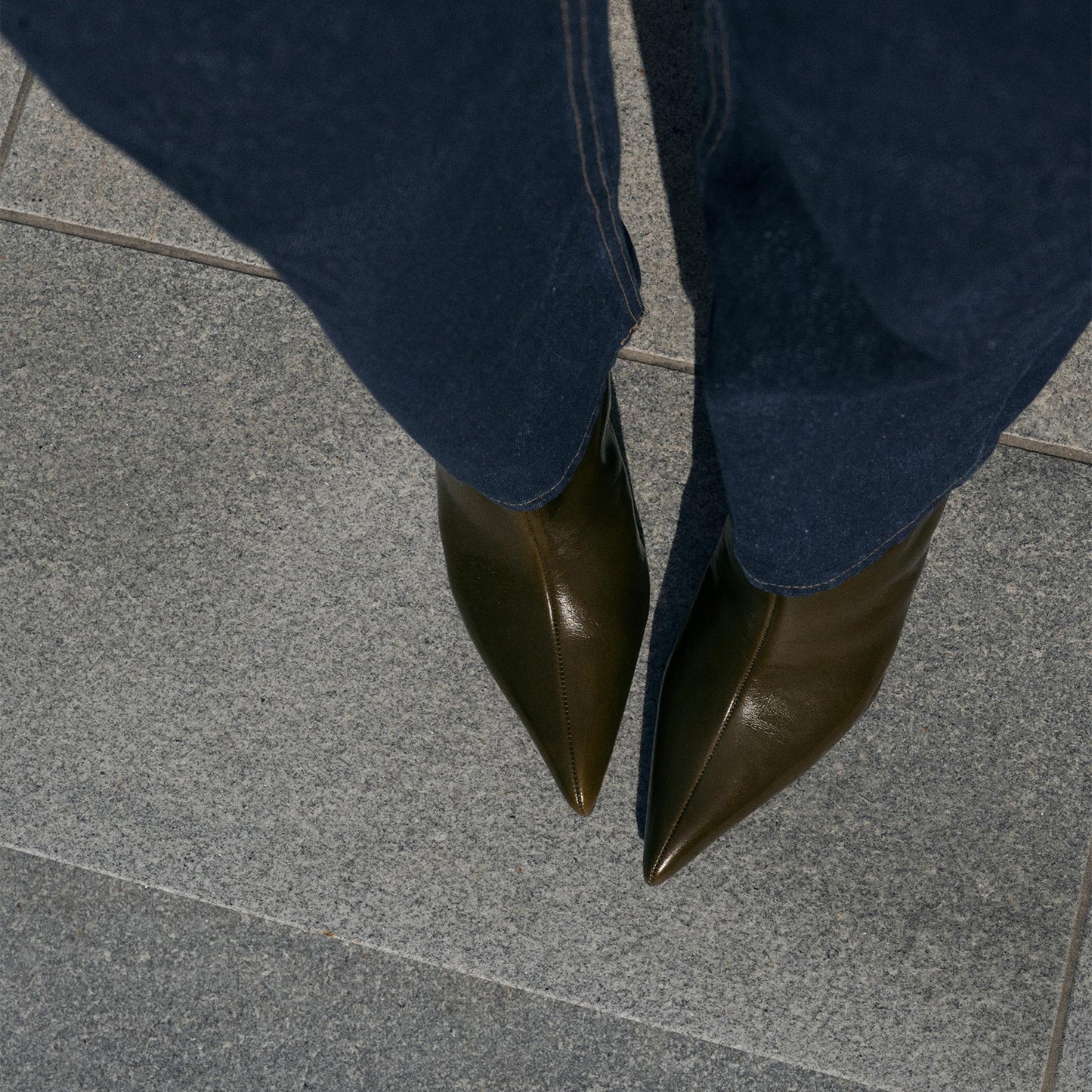 Green Pointed-Toe Simple Ankle Stiletto Boots