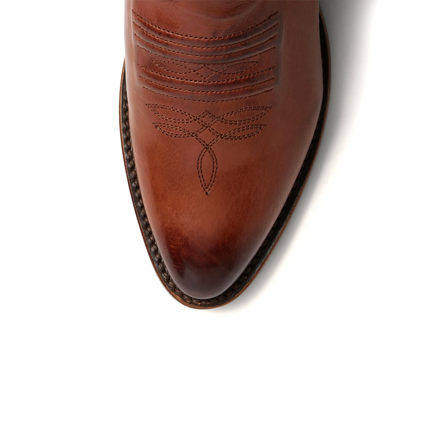 Brown Almond-Toe Embroidery Classic Mid Calf Cowgirl Boots