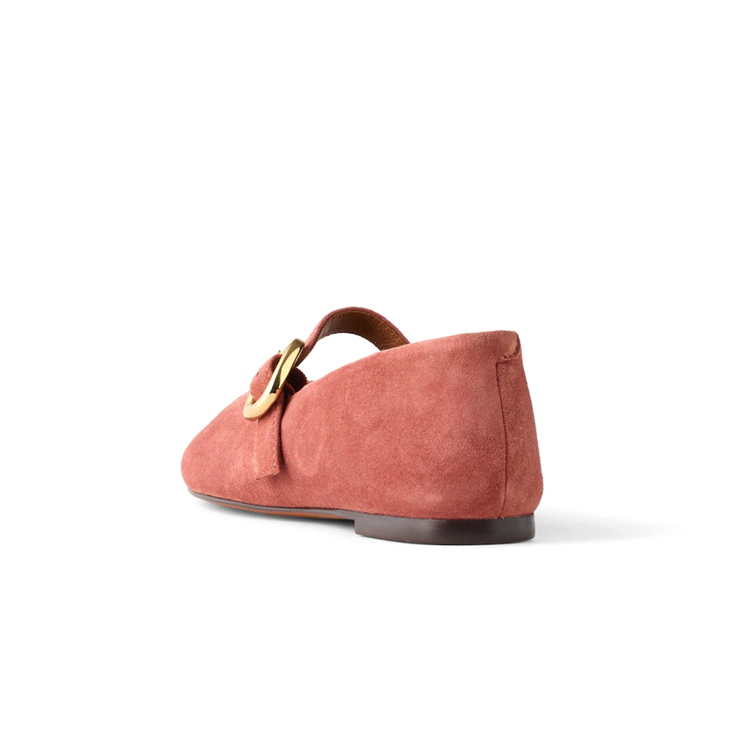 Pink Faux Suede Round-Toe Mary Jane Classic Ballet Flats