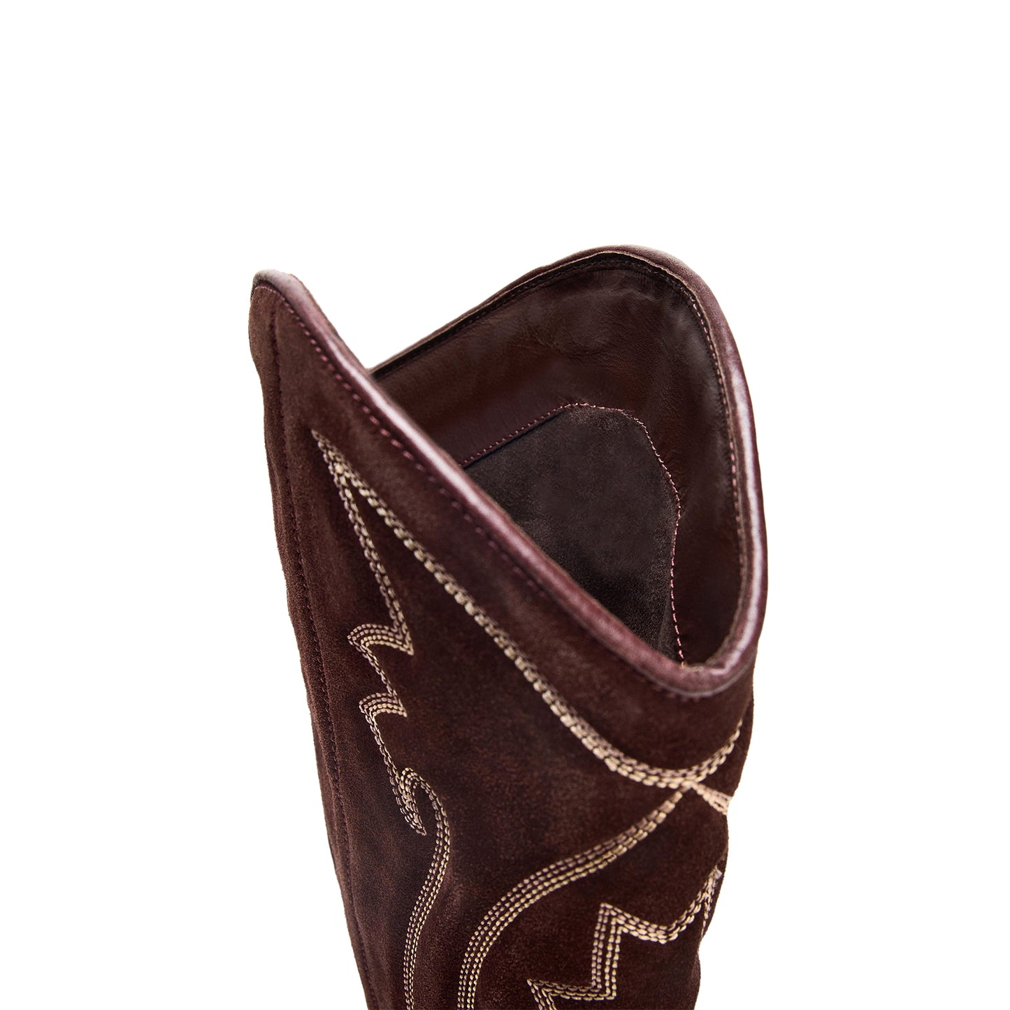 Burgundy Pointed-Toe Embroidery Wide Calf Tall Knee High Cowgirl Boots