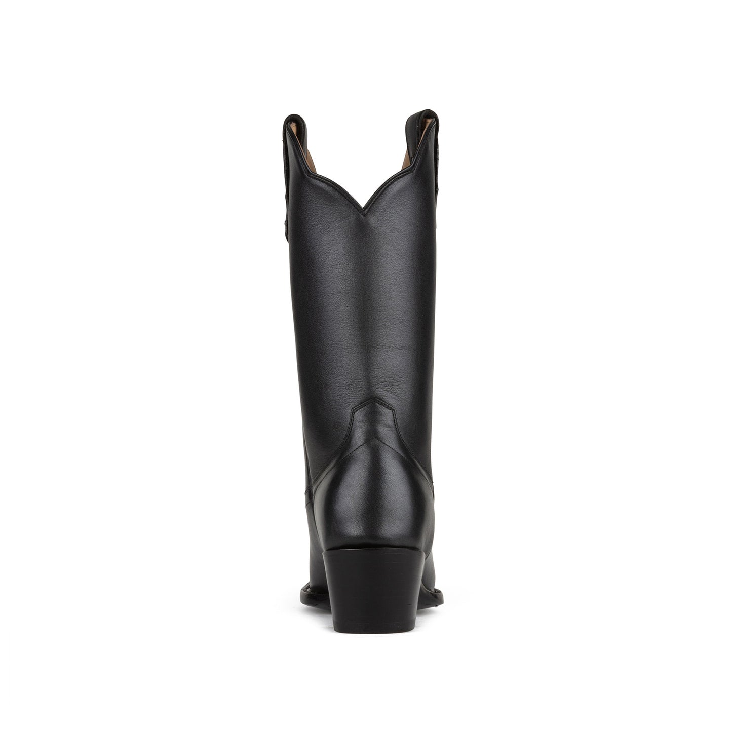 Black Snip-Toe Simple Sleek Mid Calf Cowgirl Boots