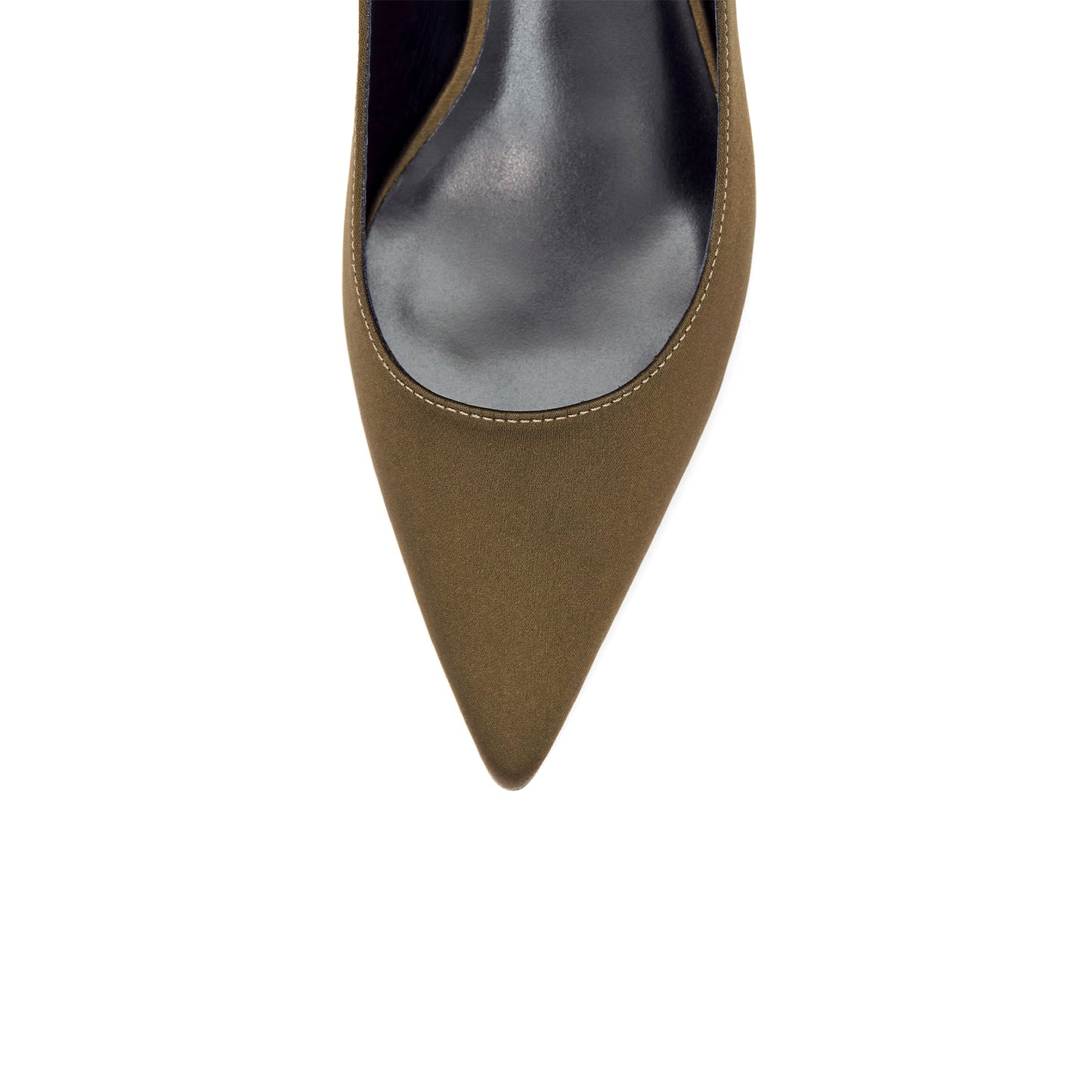 Brown Satin Pointed-Toe Classic Kitten Heels With Slingback