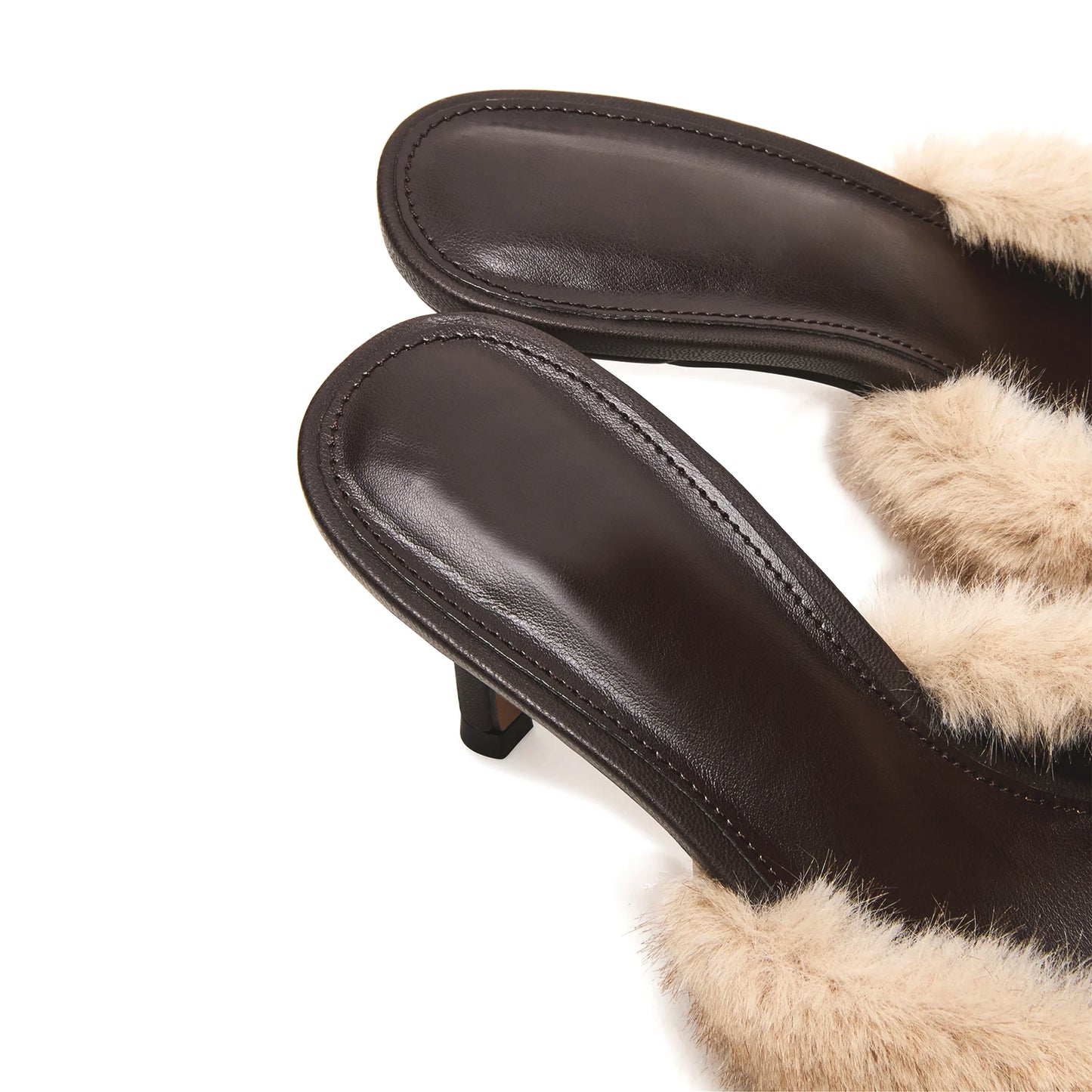 Tan Plush Pointed-Toe Slip-On High Heels