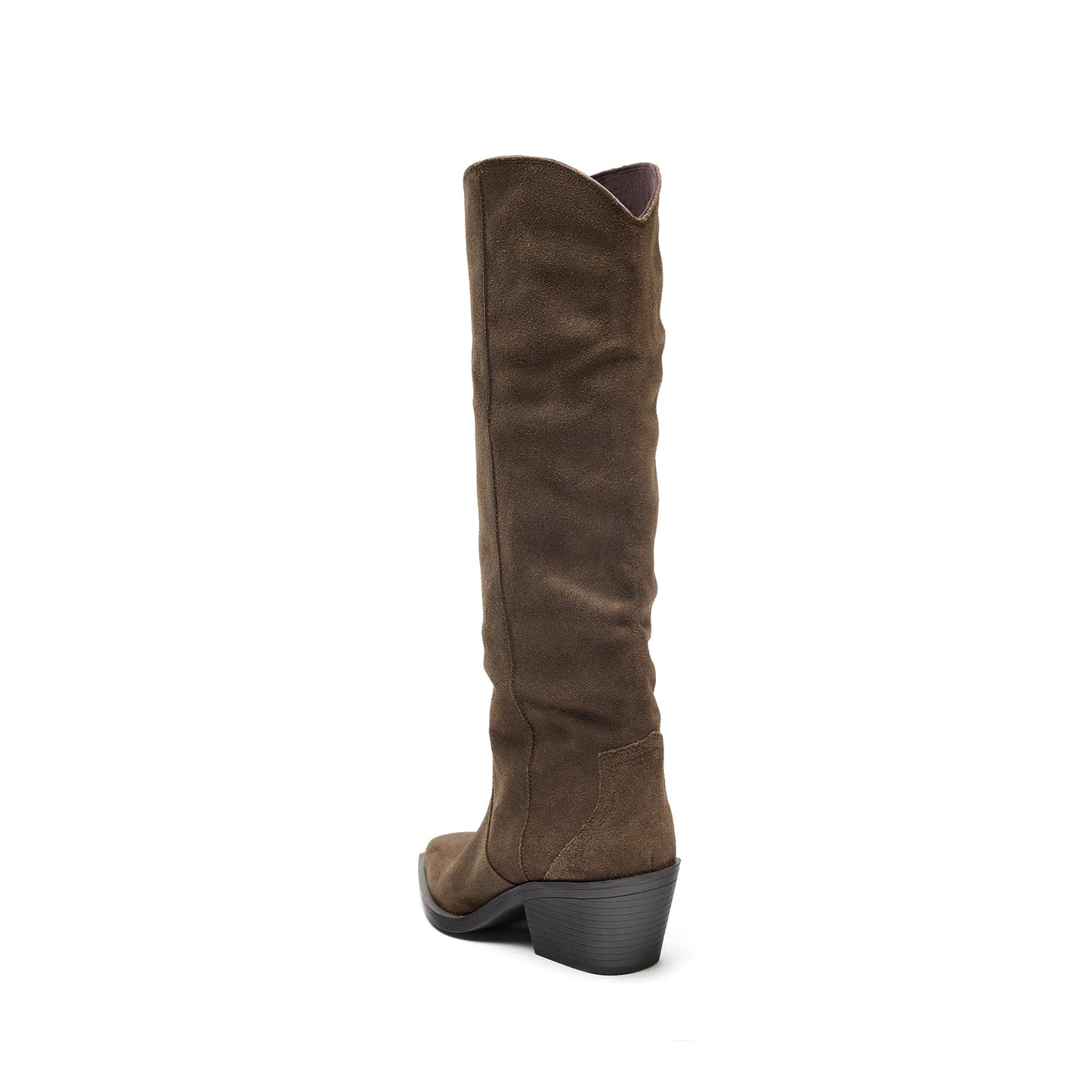 Khaki Green Faux Suede Pointed-Toe Simple And Sleek Knee High Cowgirl Boots