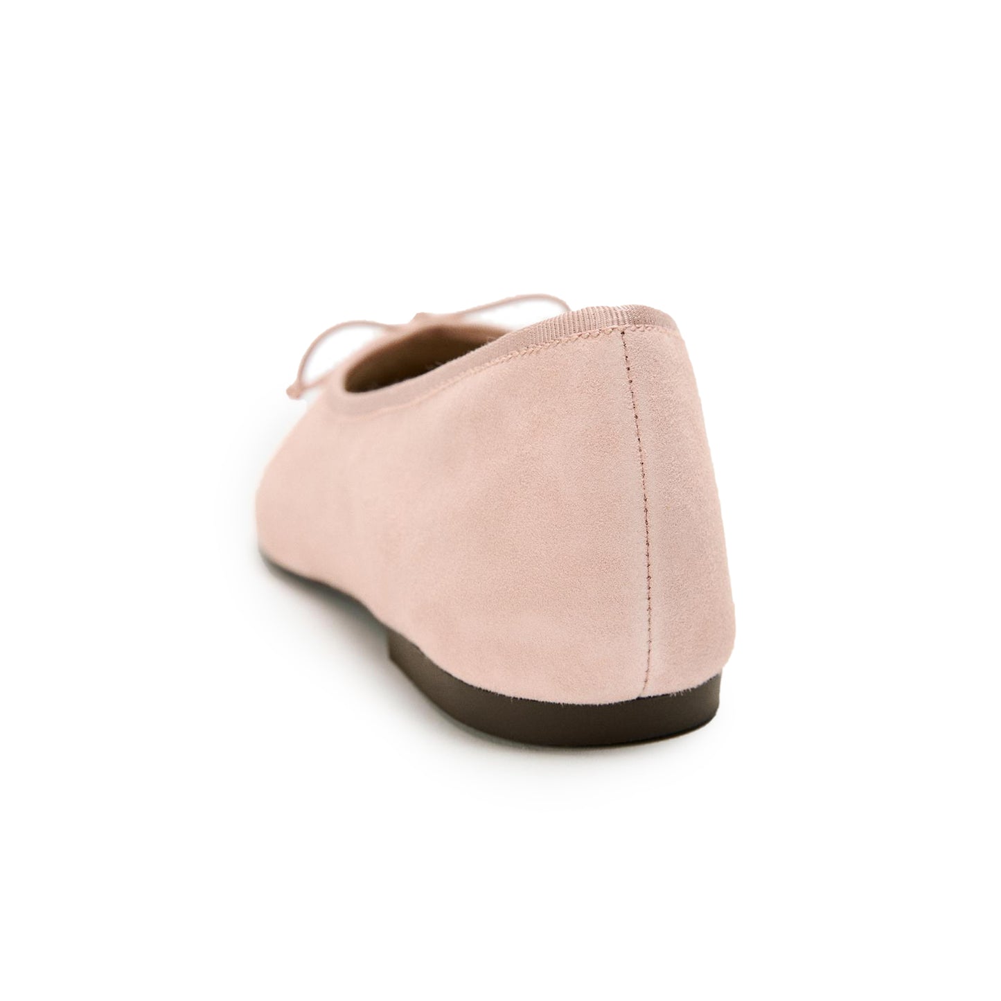 Pink Faux Suede Round-Toe Classic Front Bow Stylish Ballet Flats