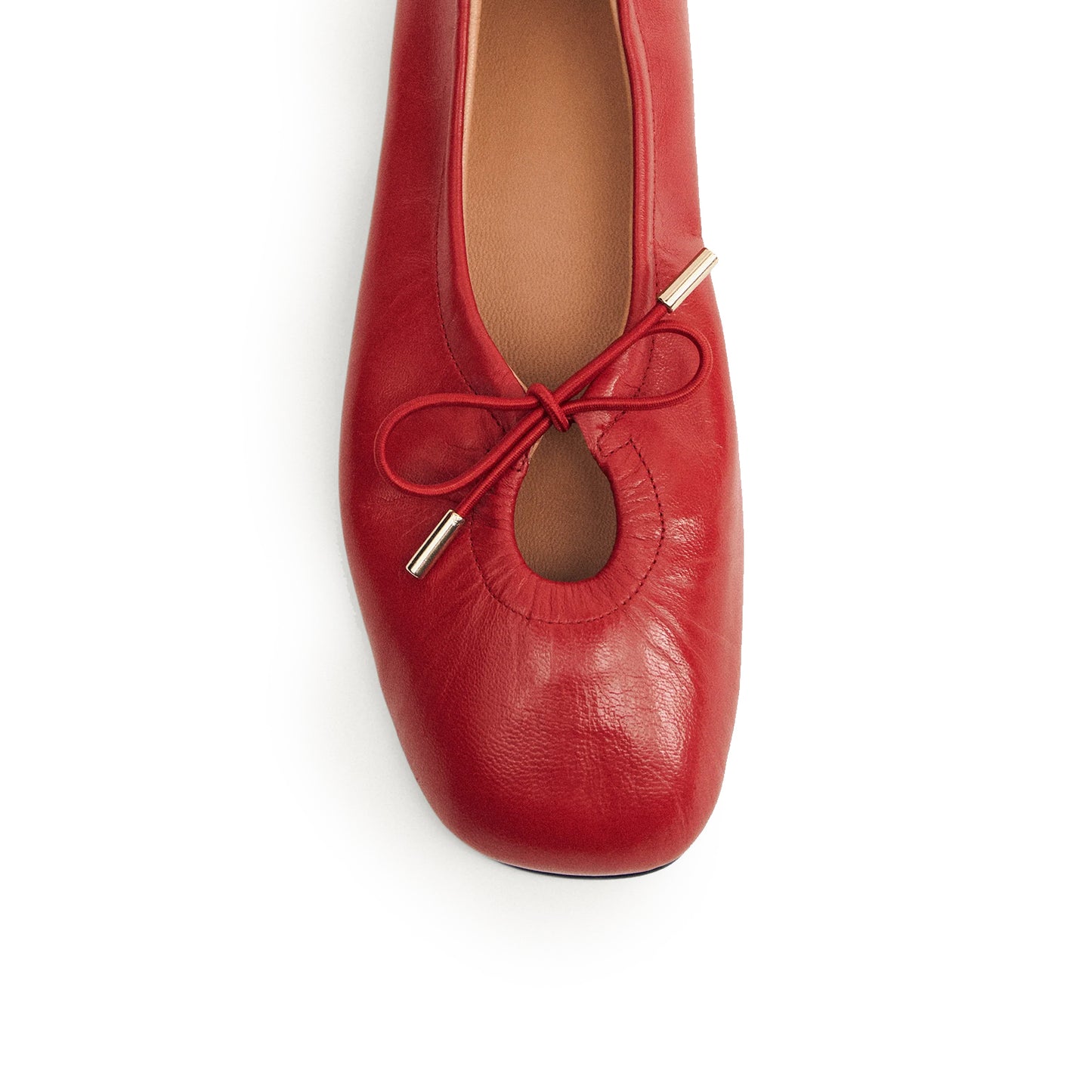 Red Square-Toe Stretchy Ballet Flats