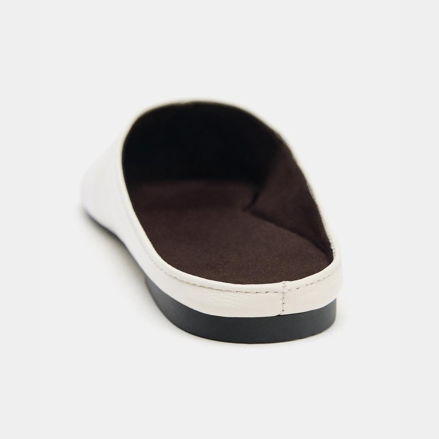 Off White Round-Toe Simple Backless Flats