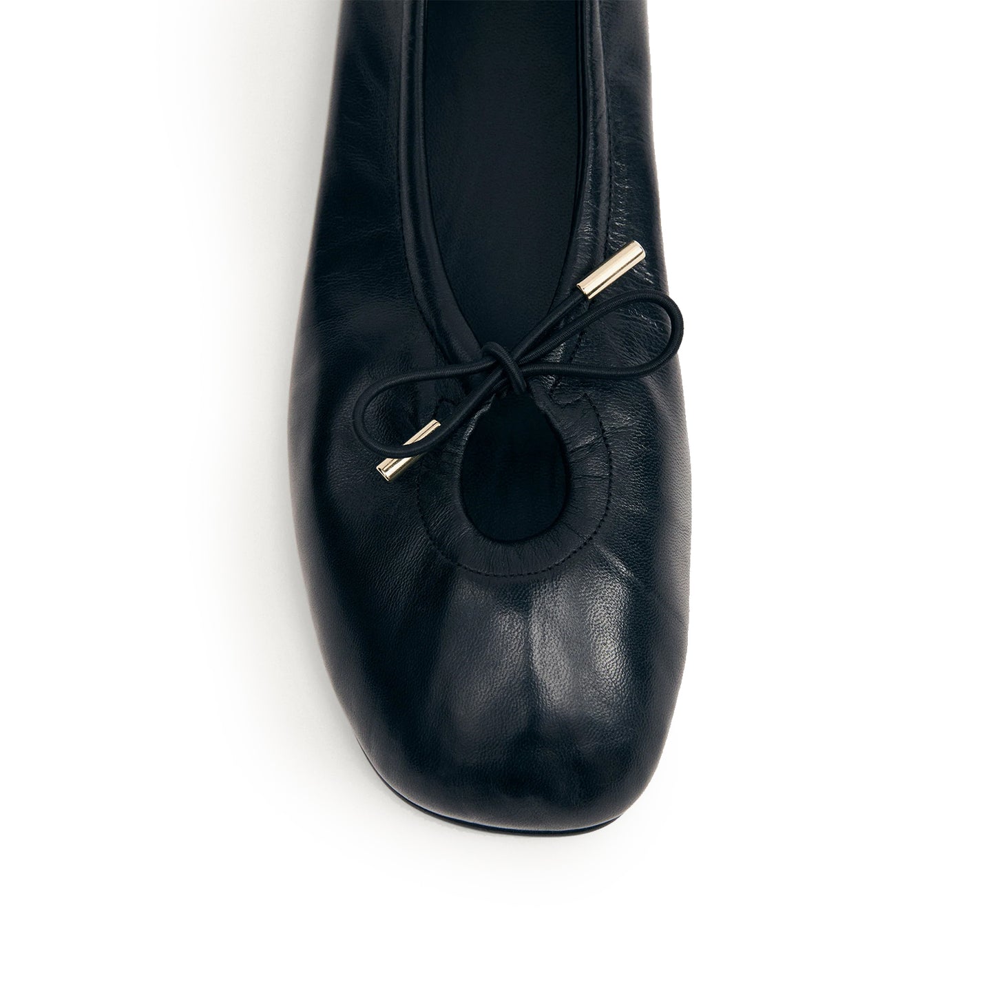 Black Square-Toe Stretchy Ballet Flats