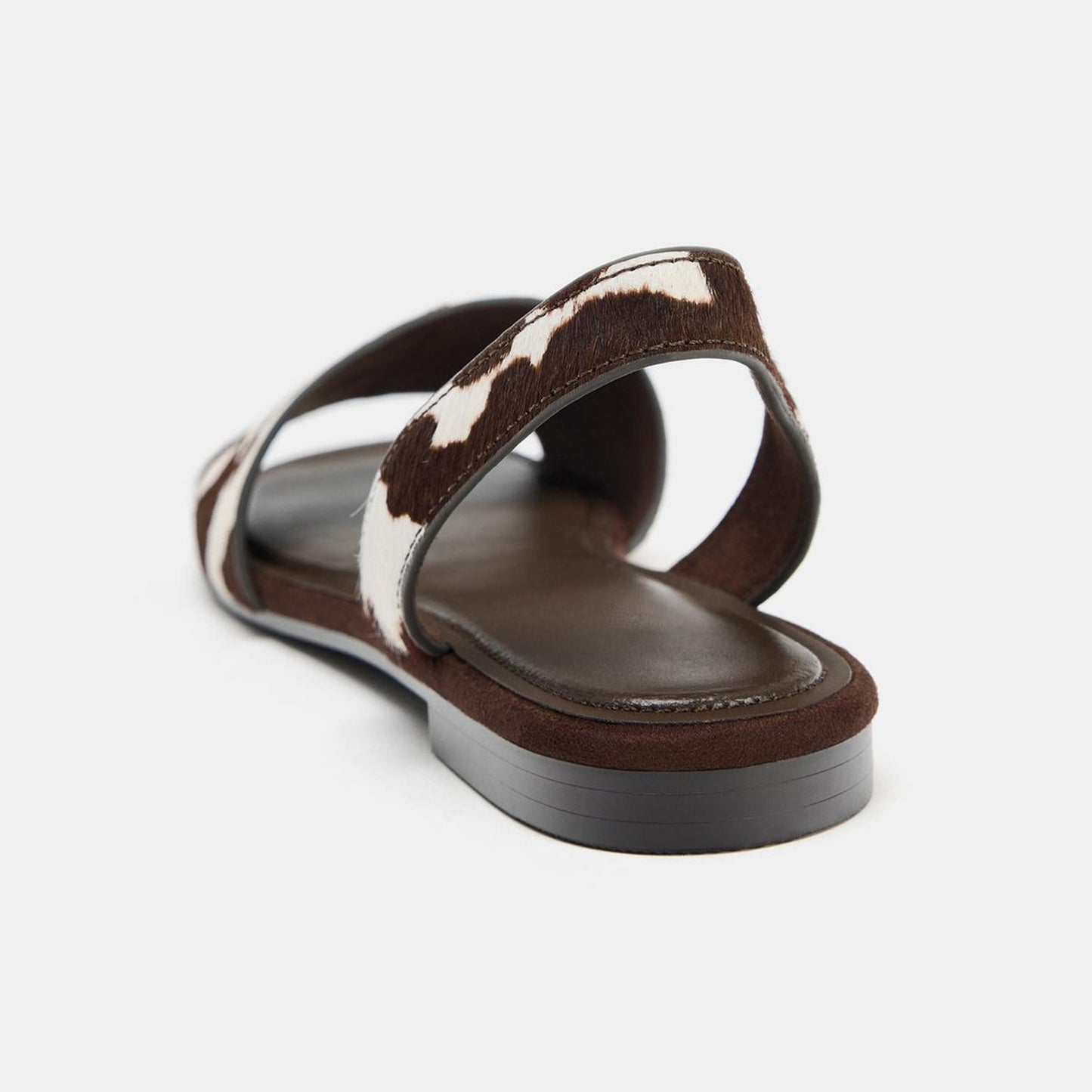 Cow Pattern Pony Hair Vegan Leather Square-Toe Back Strap Chic Flats
