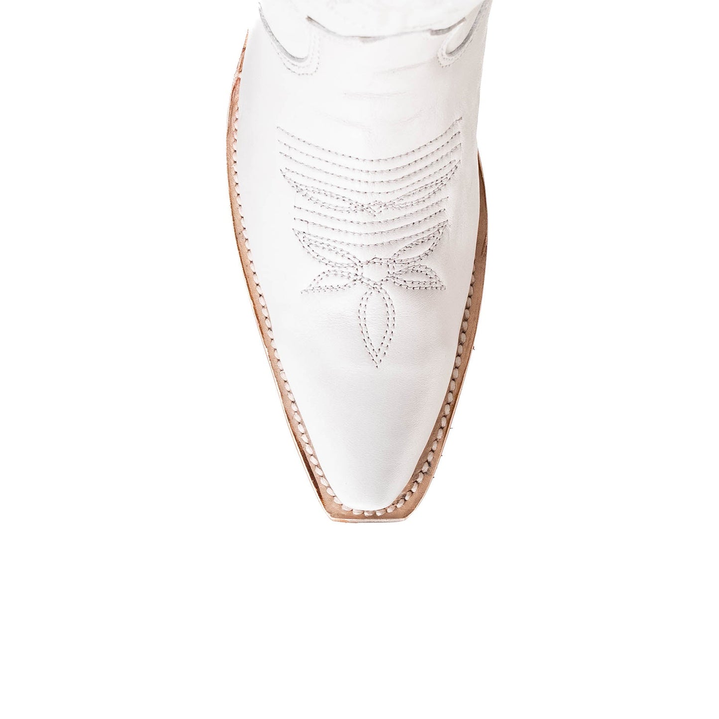 White Snip-Toe Classic Embroidery Half-Zip Over-The-Knee Cowgirl Boots