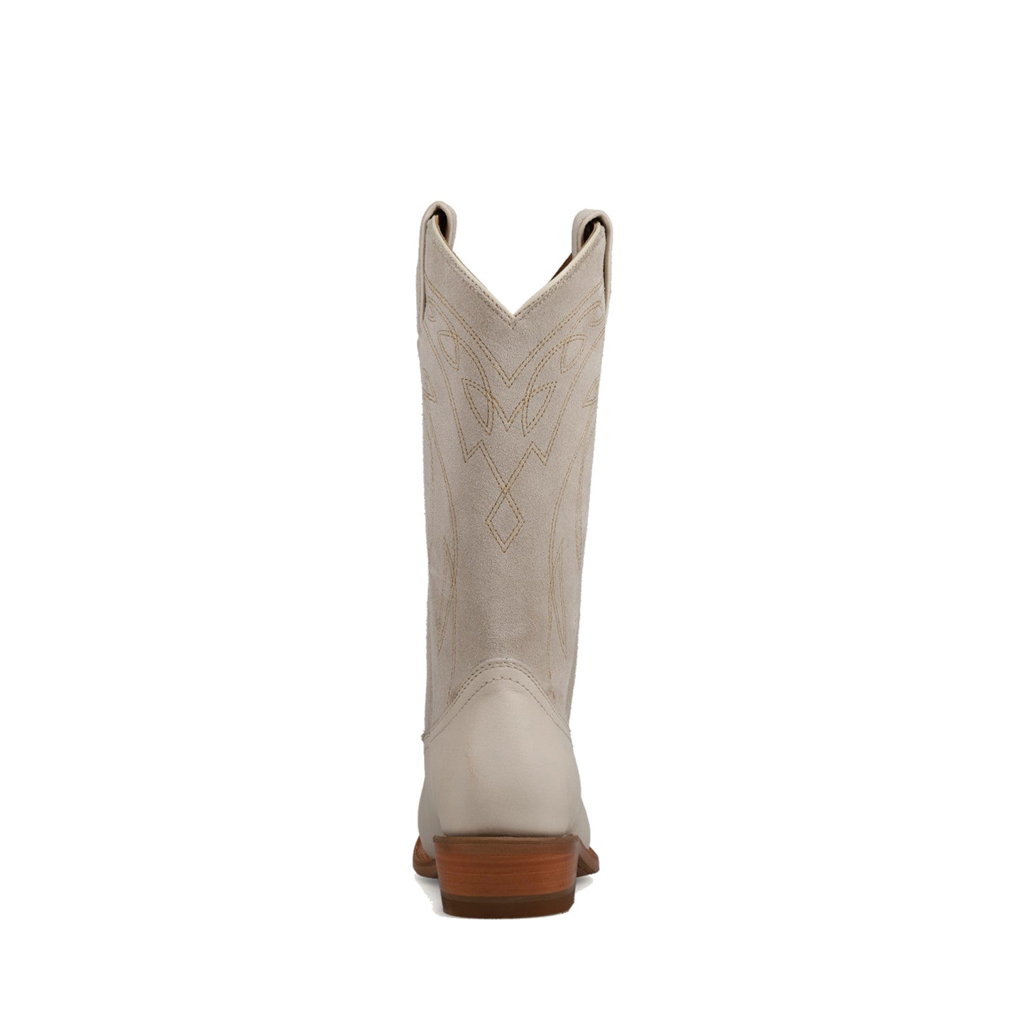 Ivory Almond-Toe Chic Embroidery Western Mid Calf Cowgirl Boots