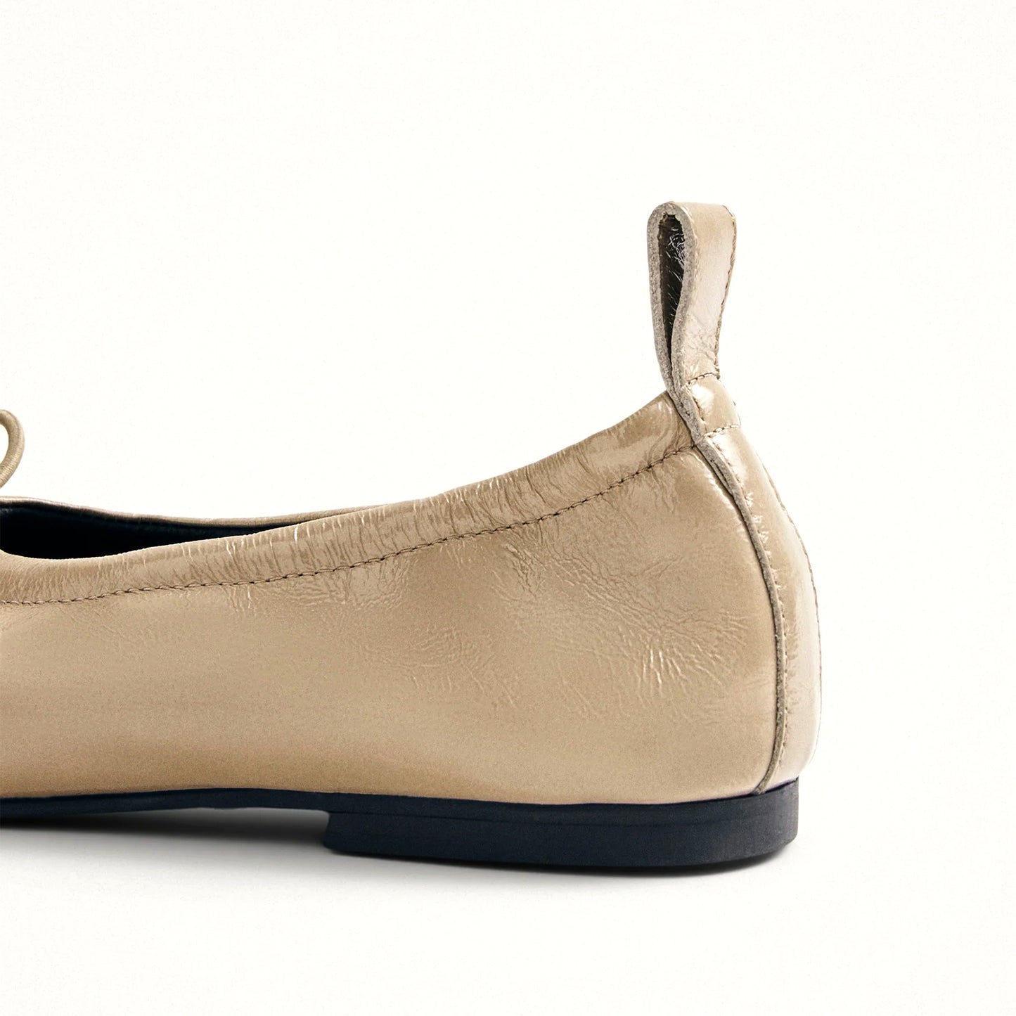Patent Beige Square-Toe Stretchy Ballet Flats