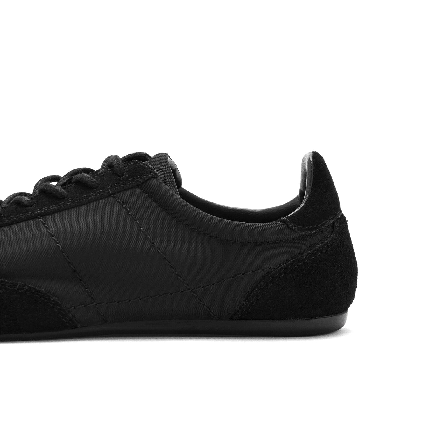 Black Faux Suede Round-Toe Lace-Up Sneakers Flats