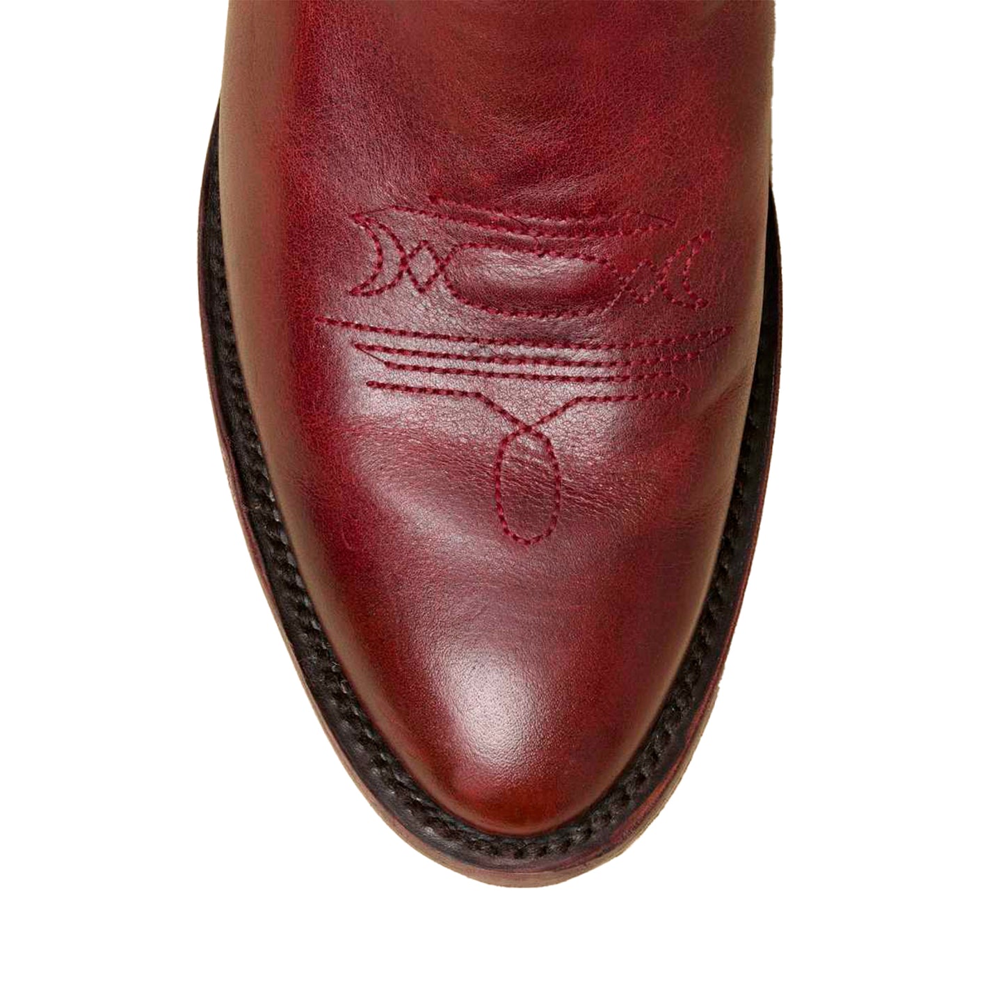 Red Round-Toe Classic Embroidery Wide Calf Knee High Tall Cowgirl Boots