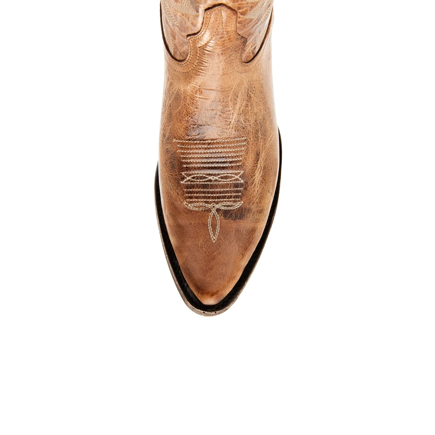 Distressed Taupe Almond-Toe Embroidery Ankle Cowgirl Boots