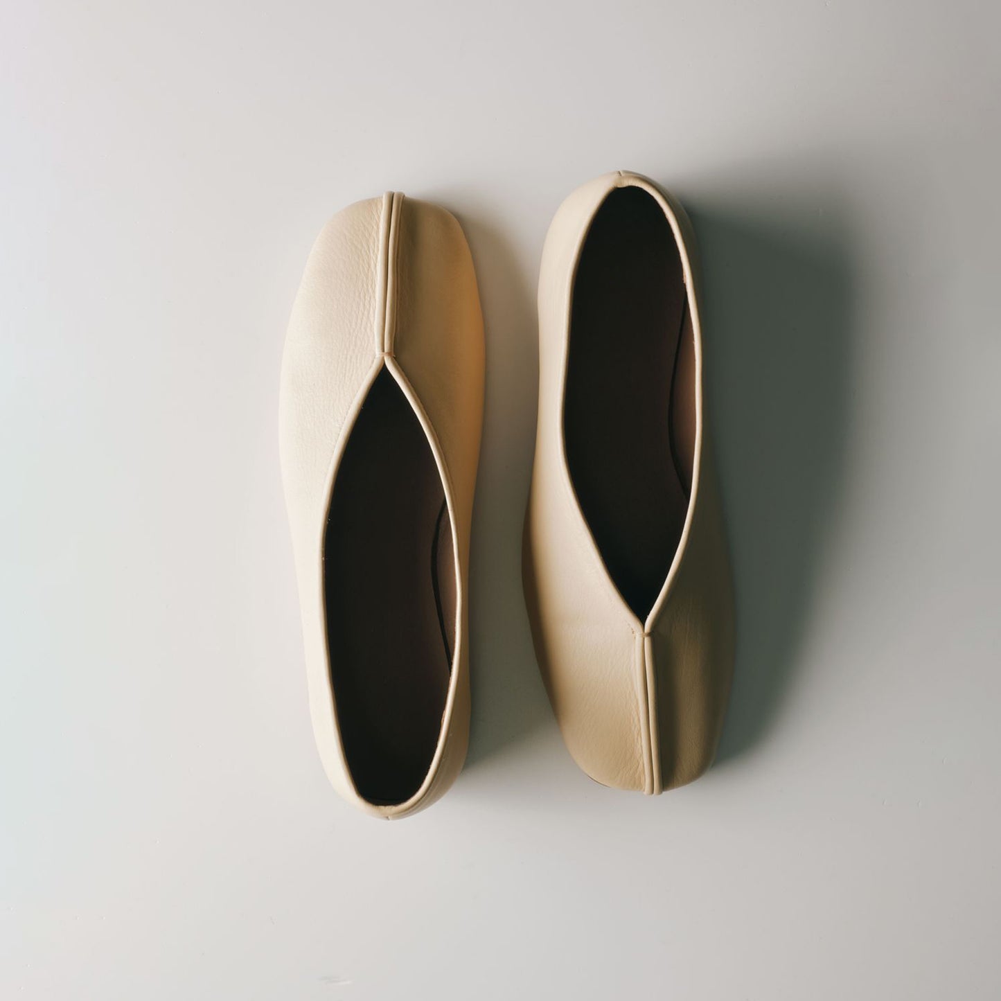 Light Yellow Square-Toe Ballet Classic Flats