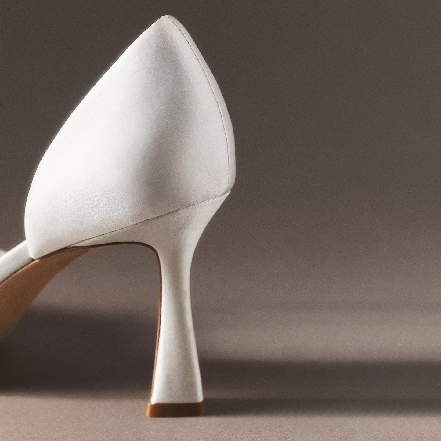 White Satin Pointed-Toe Front Bow Slip-On Chic High Heels