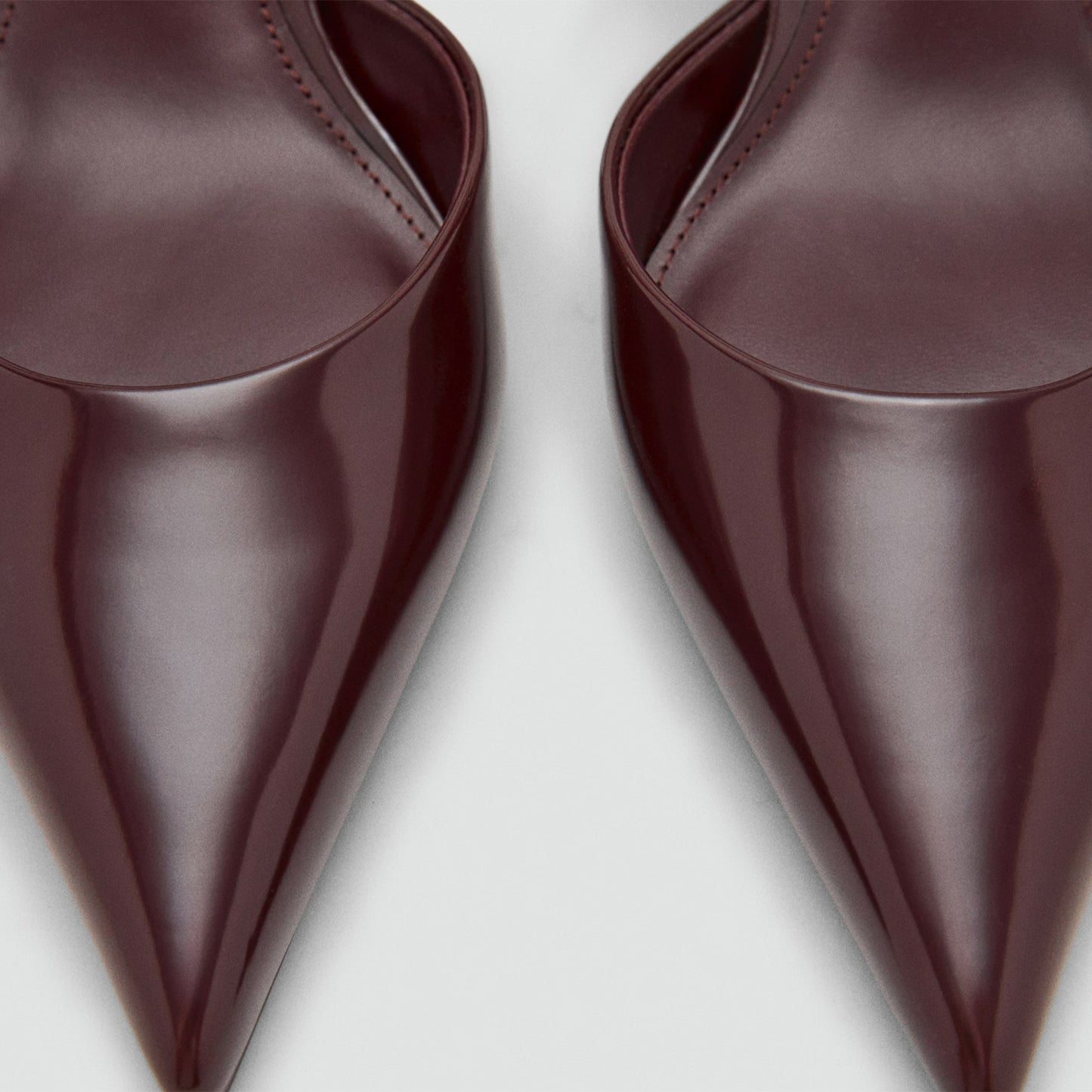 Patent Burgundy Pointed-Toe Ankle Strap Kitten Heels