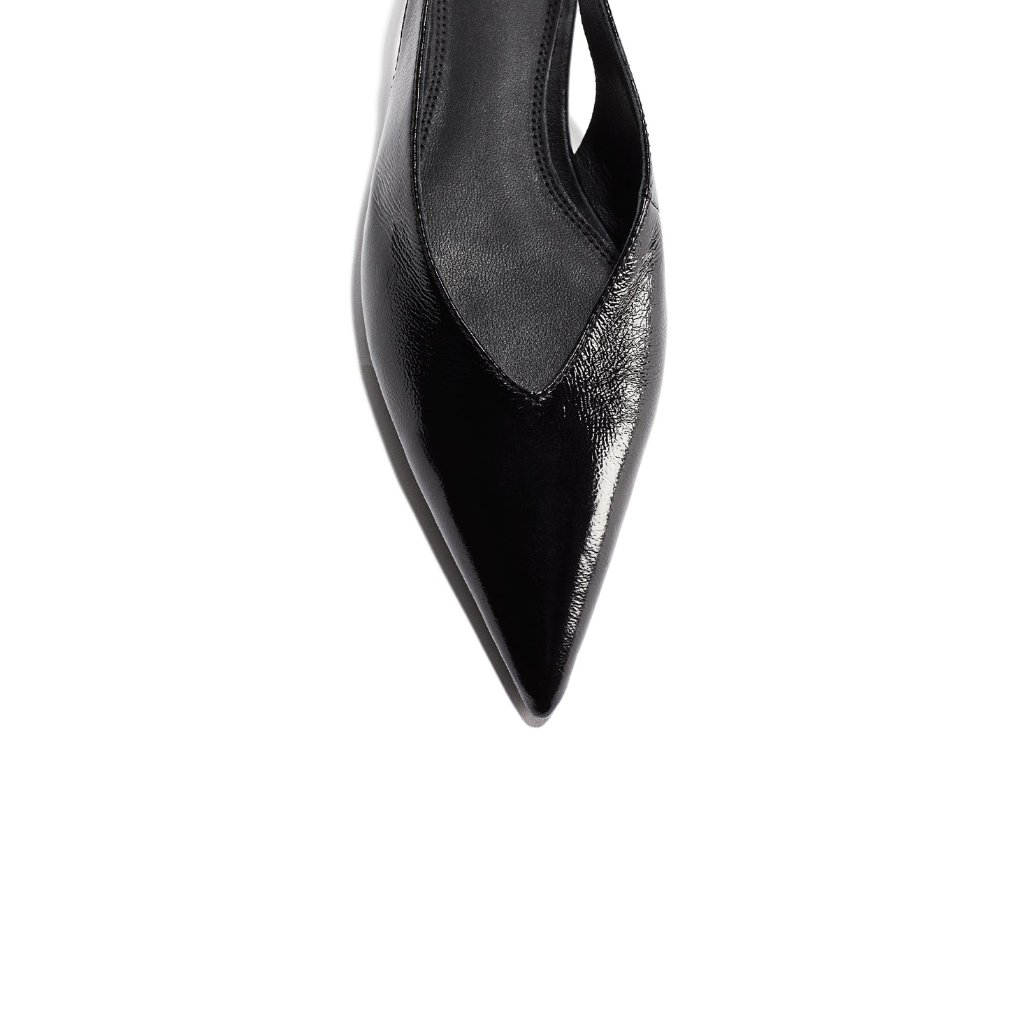 Patent Black Pointed-Toe Slingback Flats