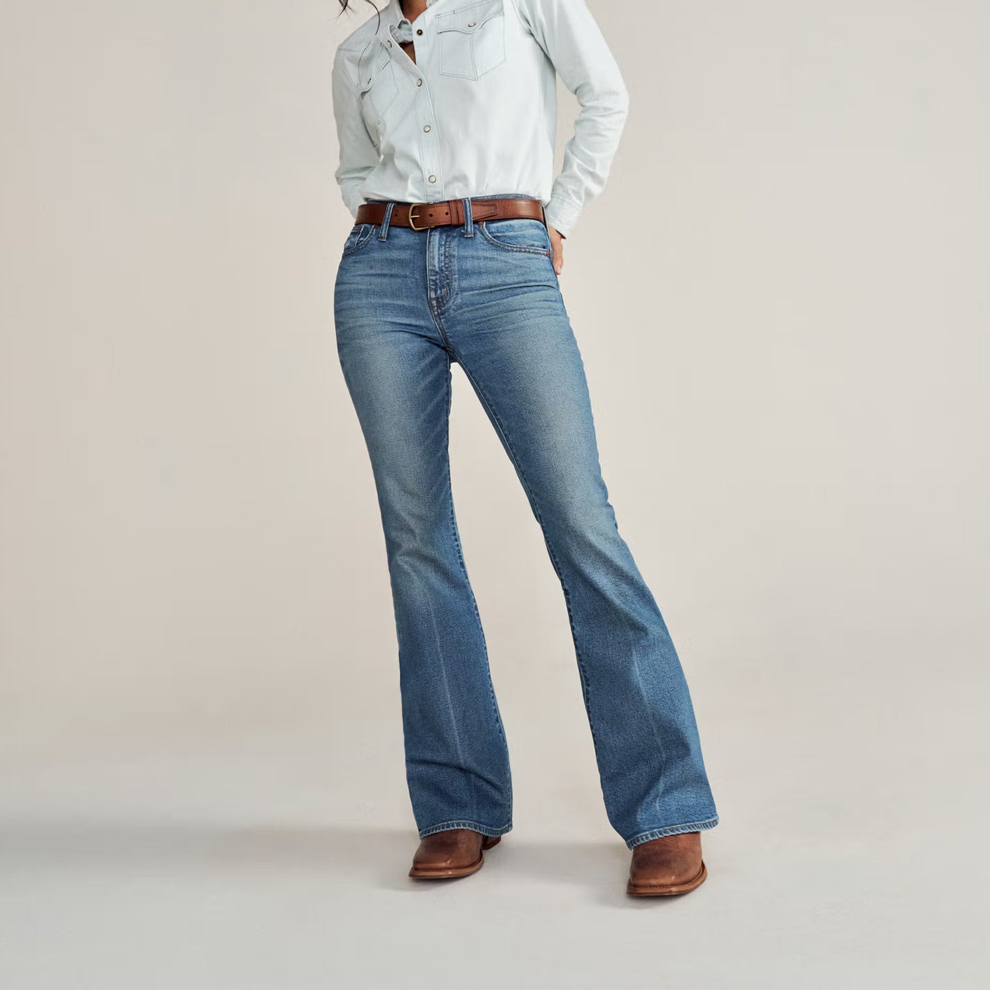 Brandy Square-Toe Western Embroidery Mid Calf Cowgirl Boots