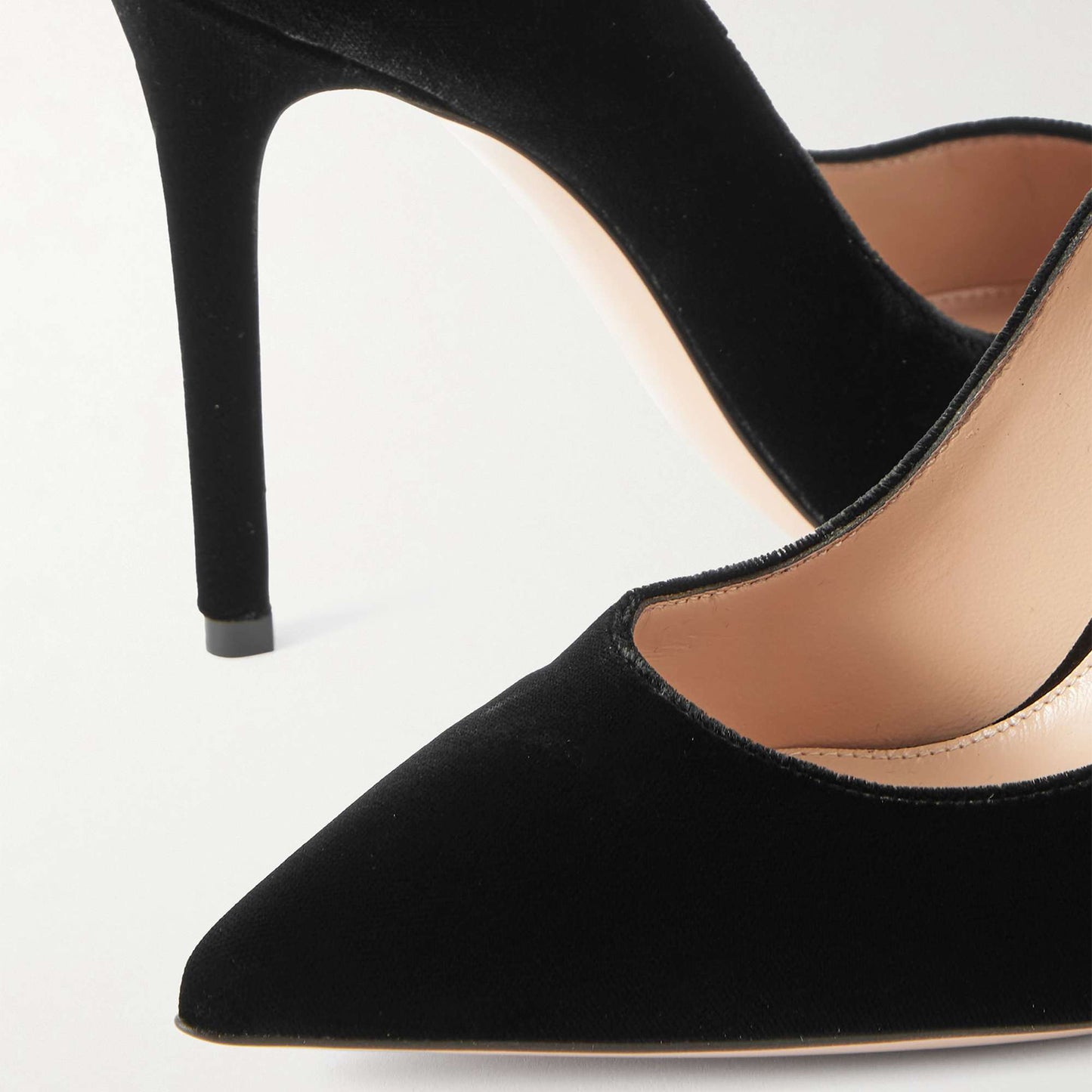 Black Velvet Pointed-Toe Slip-On Classic High Heels