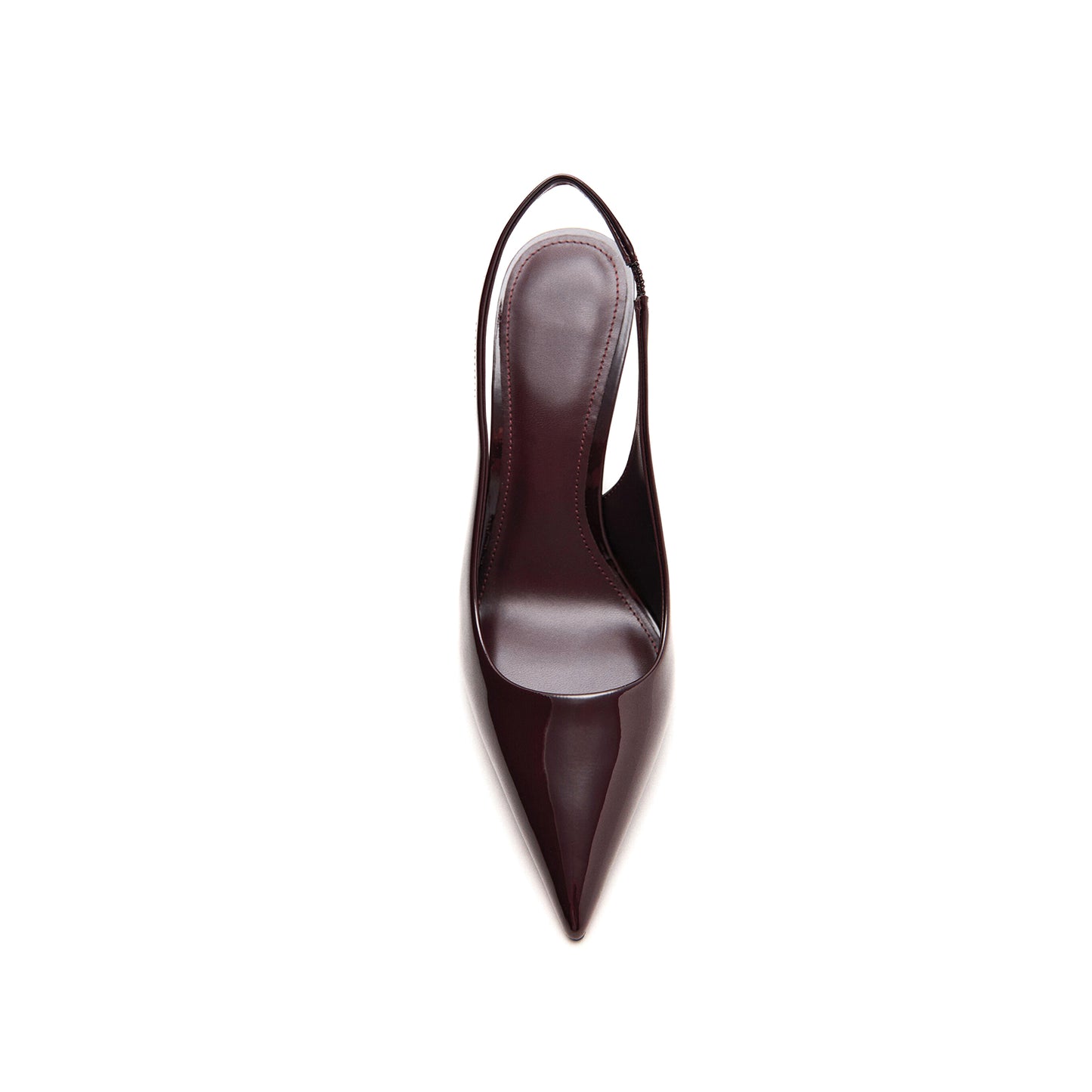 Patent Burgundy Pointed-Toe Simple Slingback High Heels