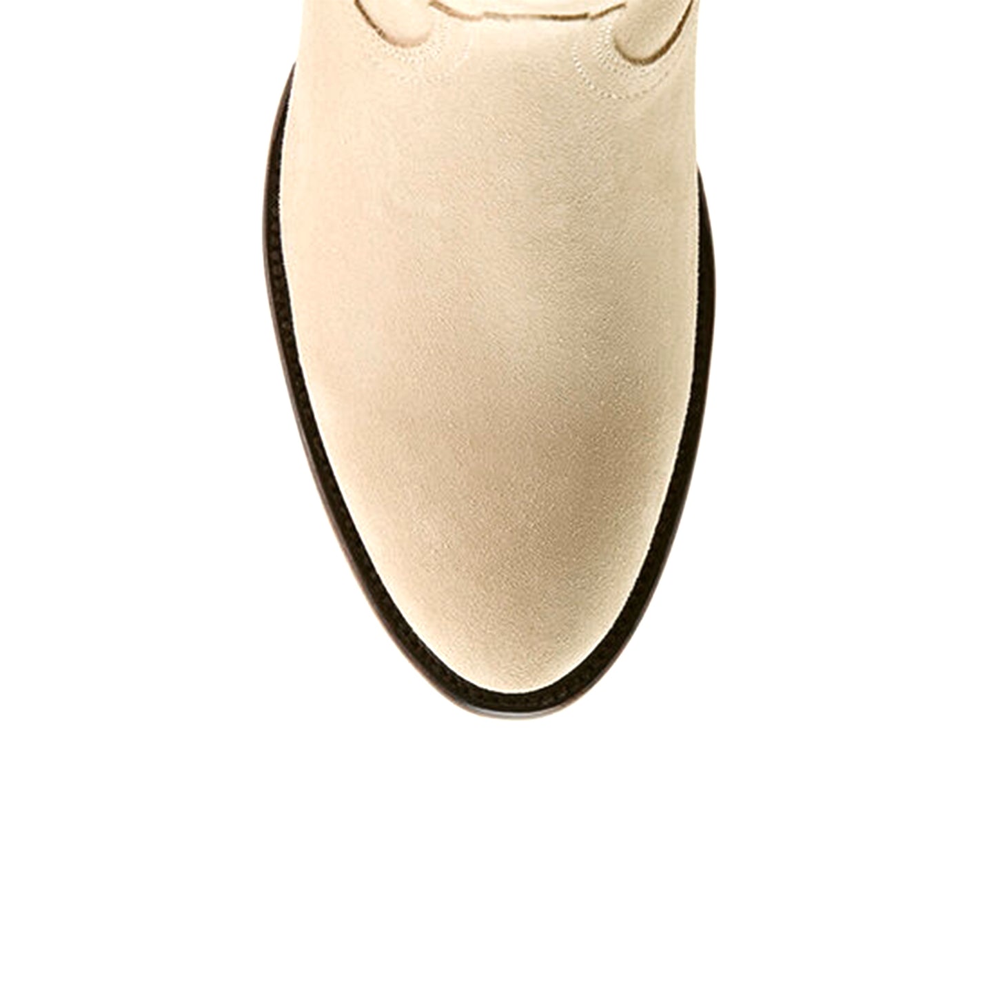 Beige Faux Suede Round-Toe Simple Wide Calf Knee High Cowgirl Boots