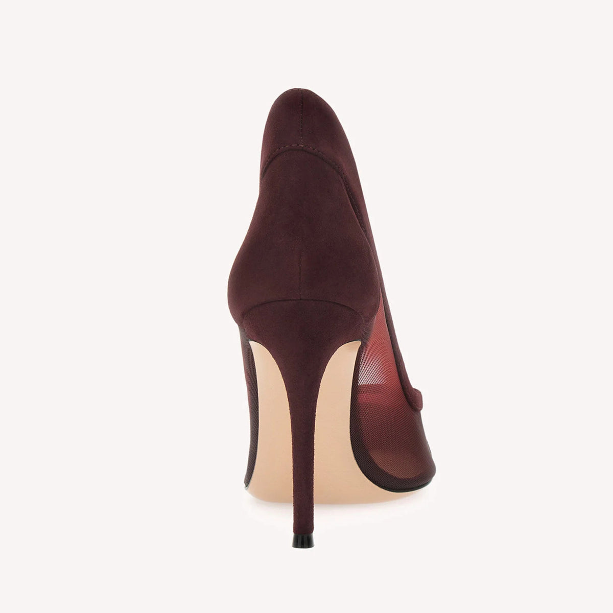 Brown Mesh And Faux Suede Pointed-Toe Chic Slip-On High Heels Pumps