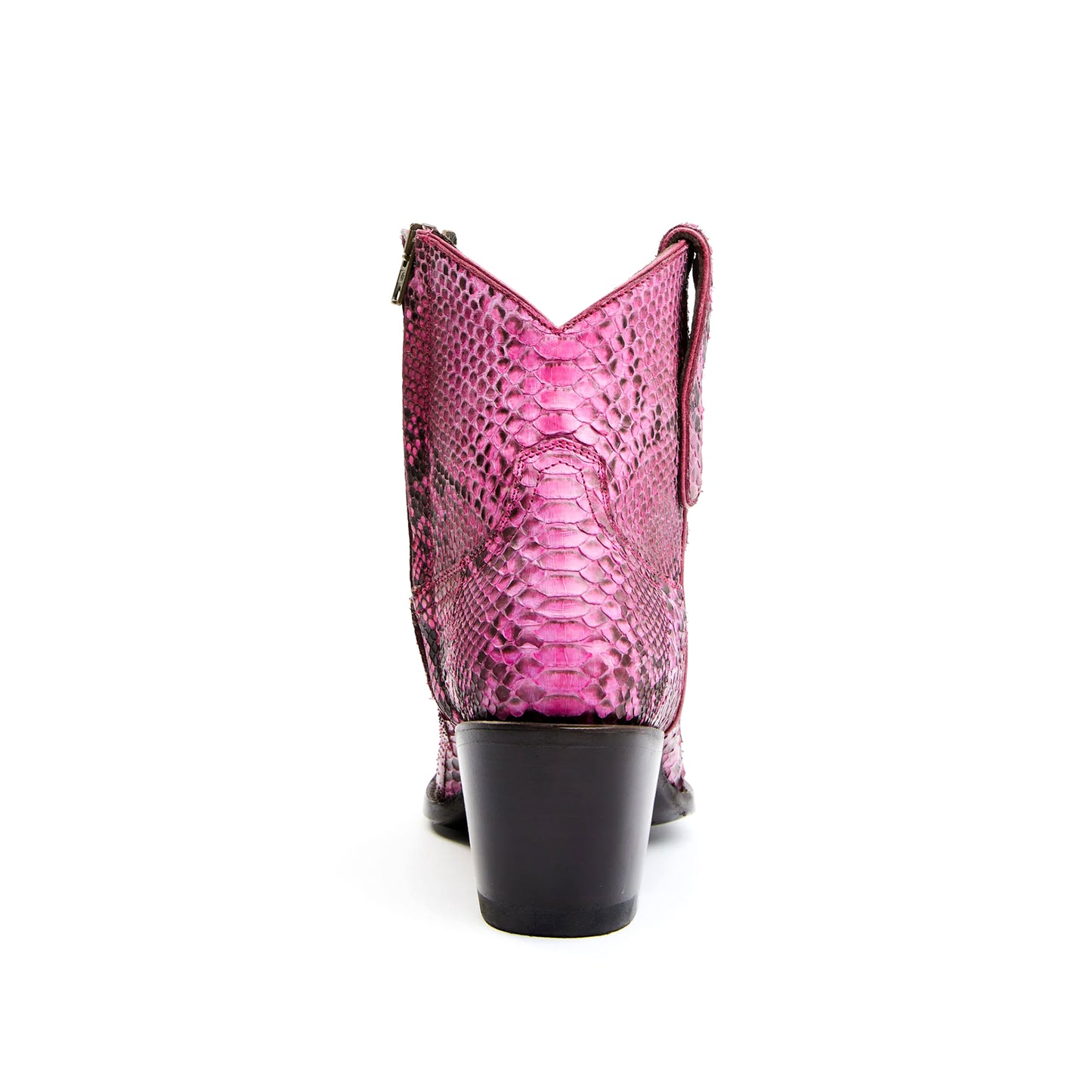 Pink Snakeskin Almond-Toe Ankle Cowgirl Boots