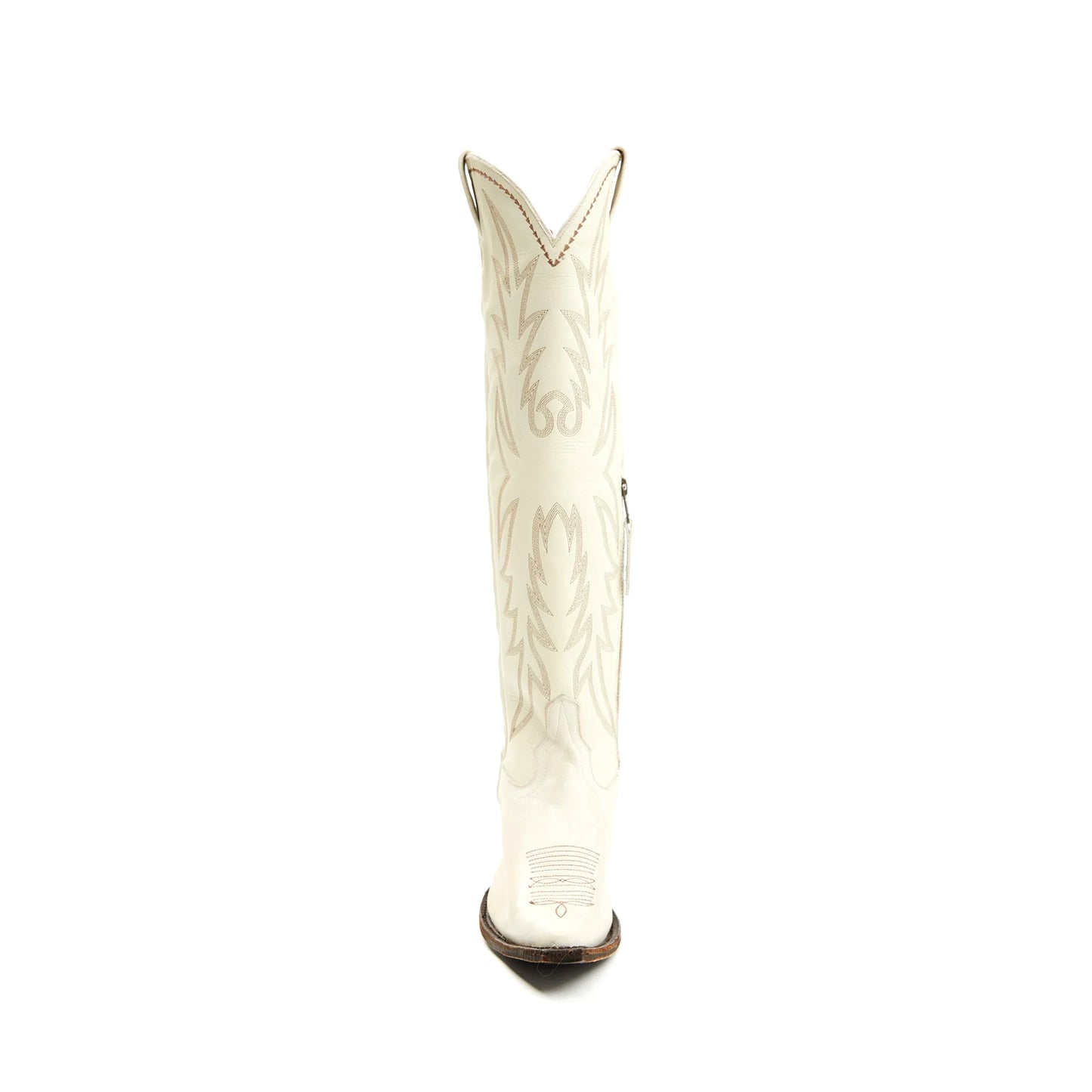 Sand Snip-Toe Embroidery Half-Zip Knee High Tall Cowgirl Boots