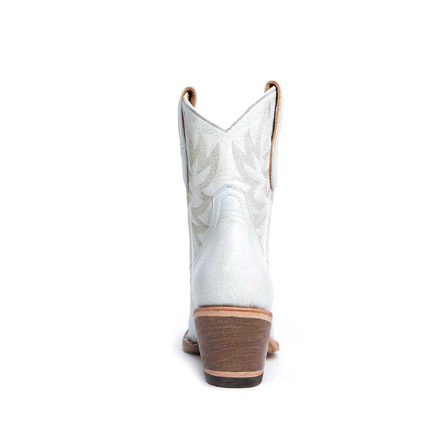 White Almond-Toe Embroidery Ankle Cowgirl Boots