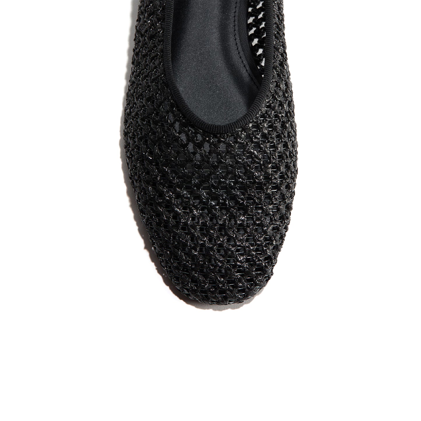 Black Woven Square-Toe Simple Slip-On Ballet Classic Flats